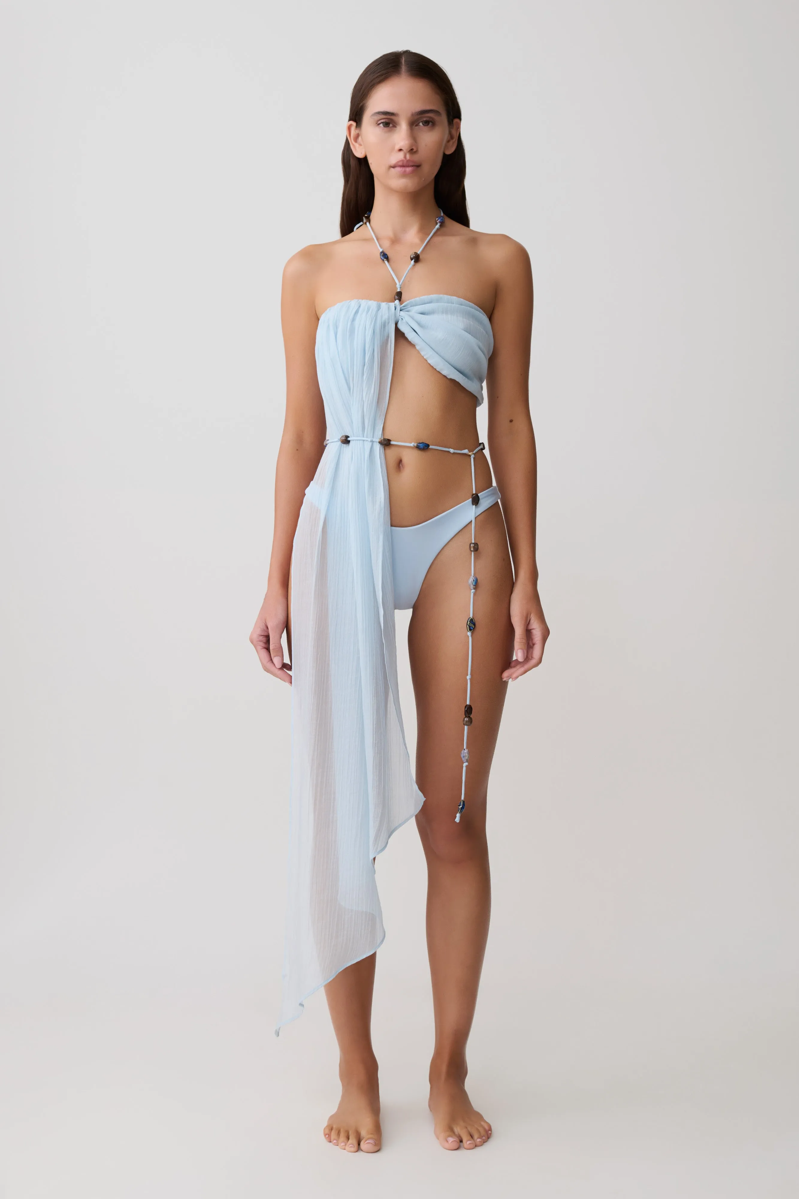 Kai Beaded Draped Scarf Top - Pale Blue sold by Meshki product image thumbnail 3