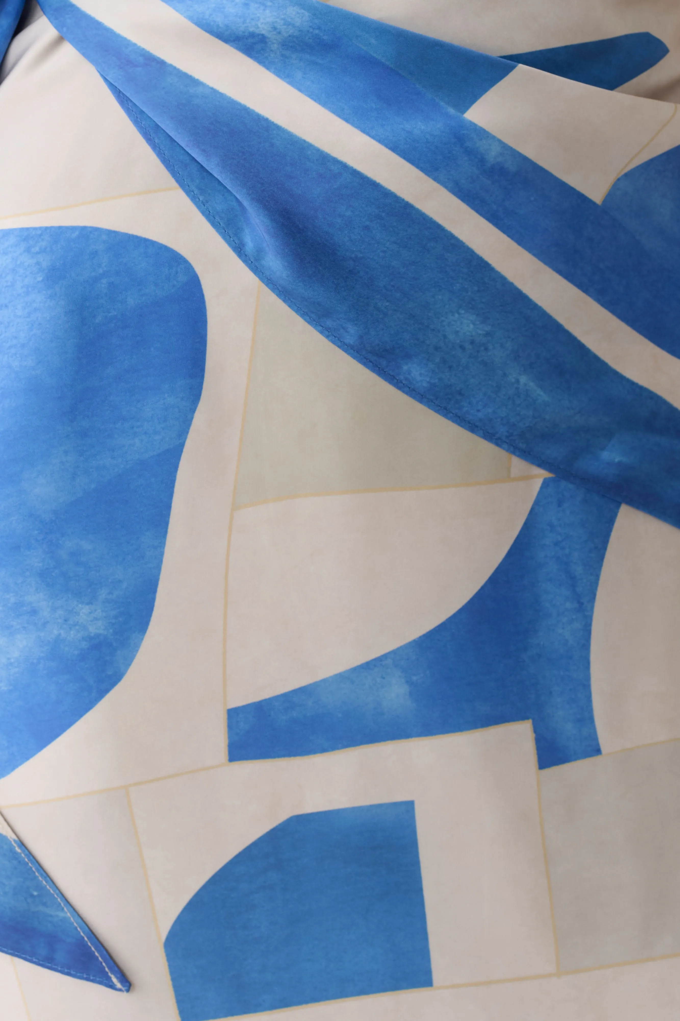 Gianna Satin Halter Maxi Dress - Blue Geo Tile Print sold by Meshki product image thumbnail 5