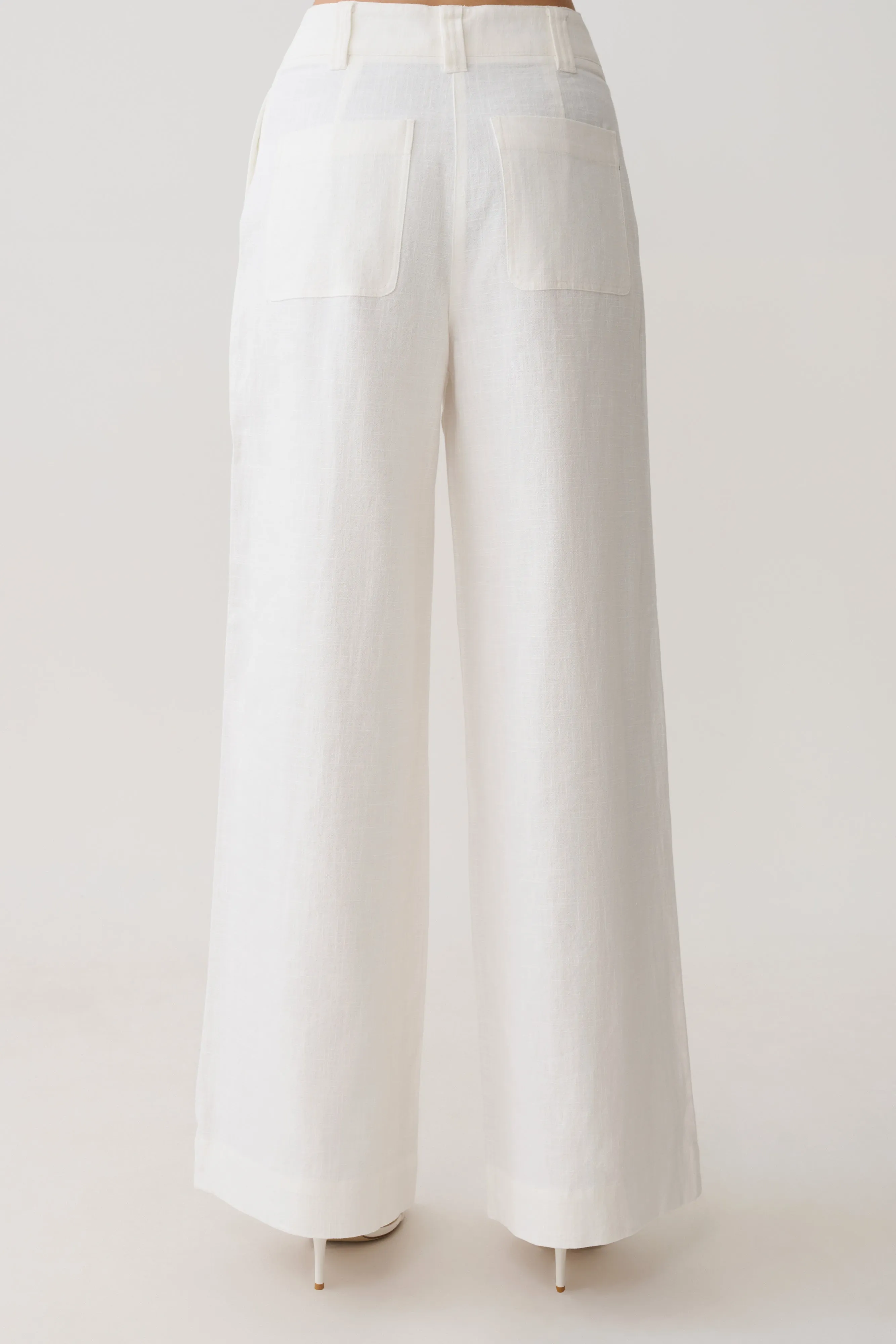 Brielle Straight Leg Linen Pant - White sold by Meshki product image thumbnail 2