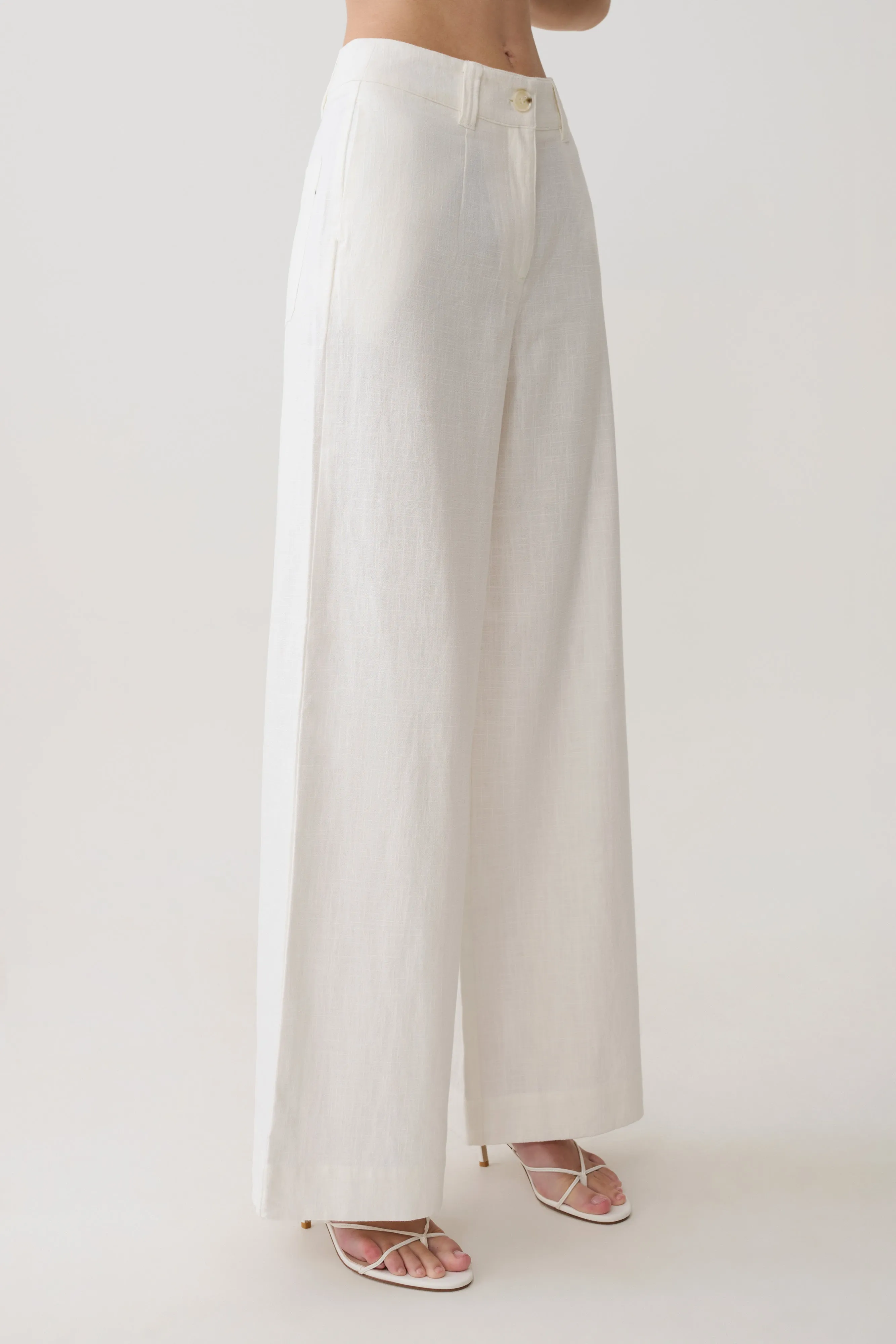 Brielle Straight Leg Linen Pant - White sold by Meshki product image thumbnail 3