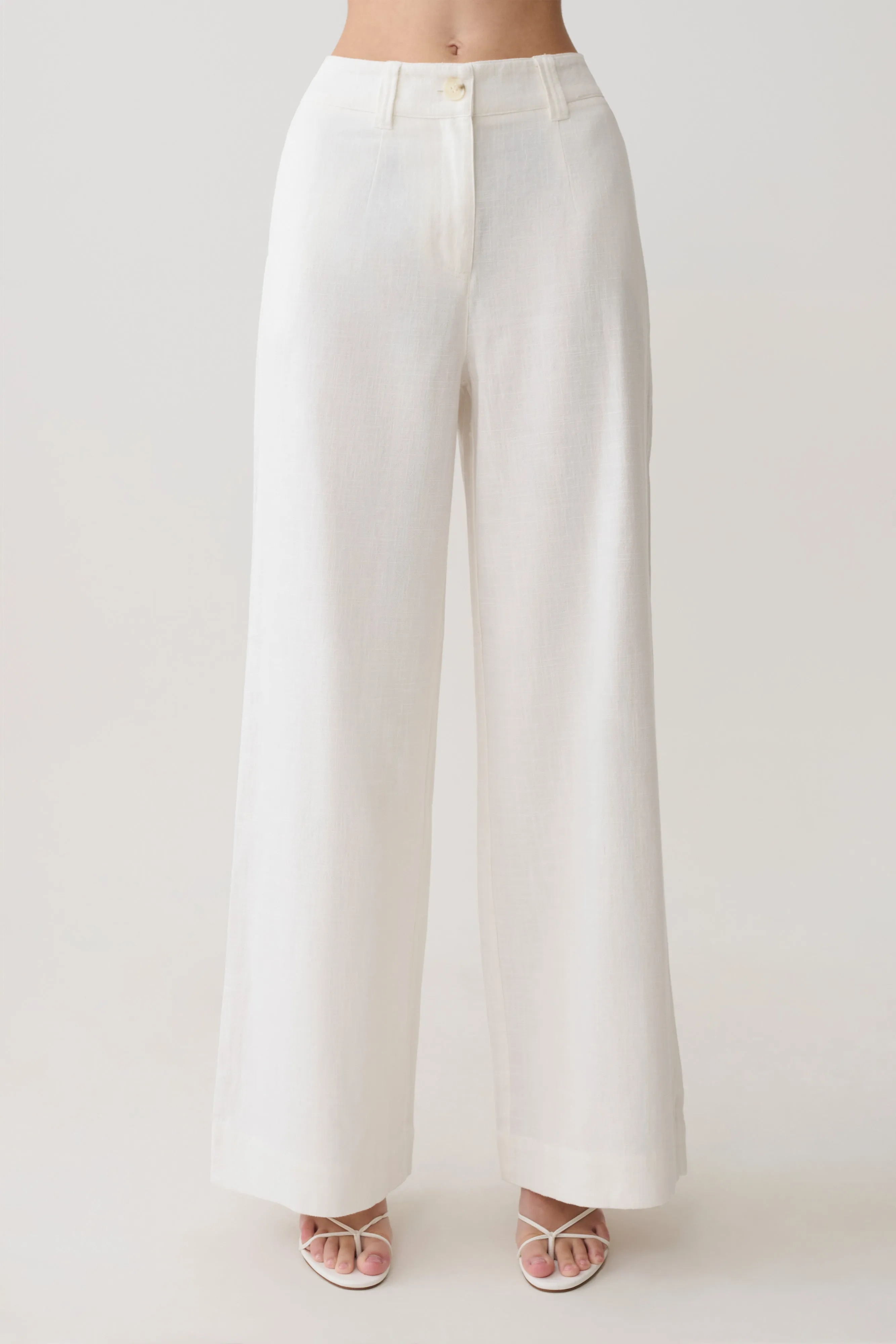 Brielle Straight Leg Linen Pant - White sold by Meshki