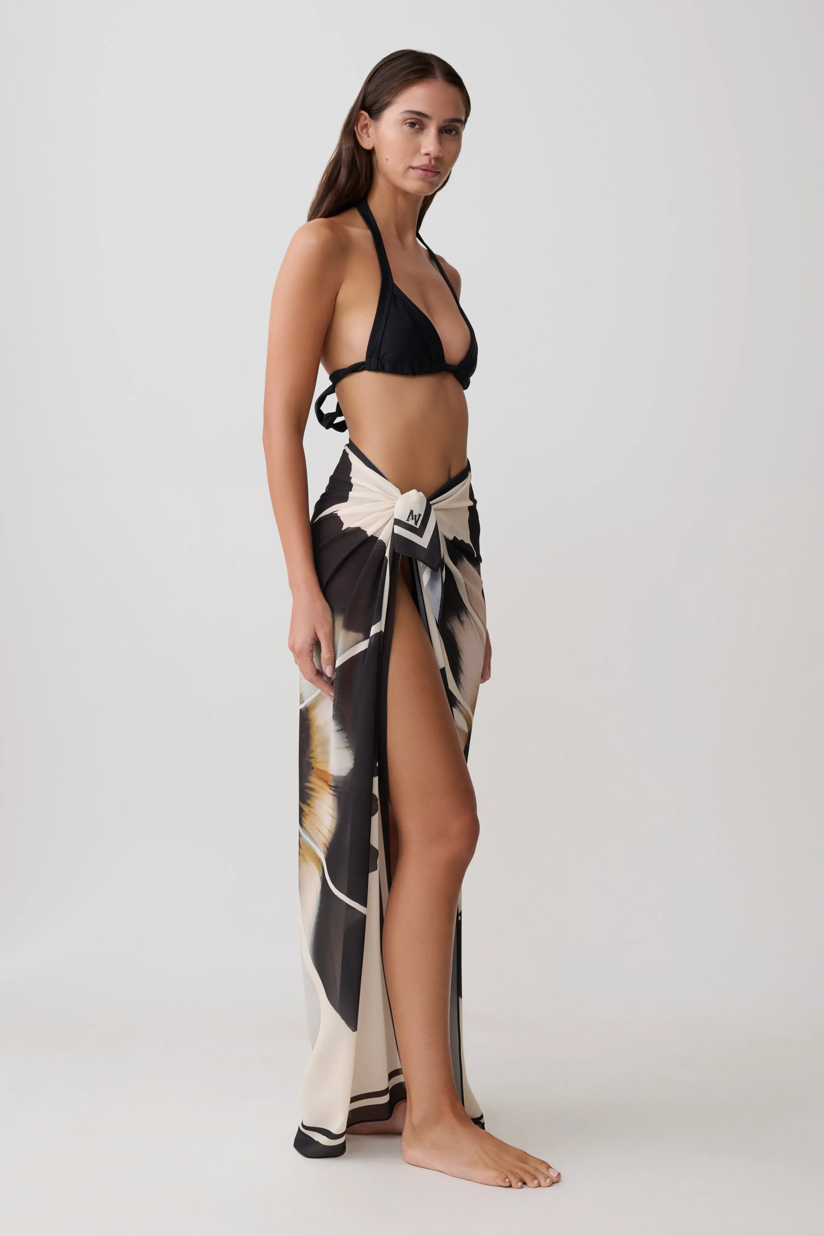 Noa Chiffon Scarf Sarong - Ivory Base Floral Print sold by Meshki product image thumbnail 5