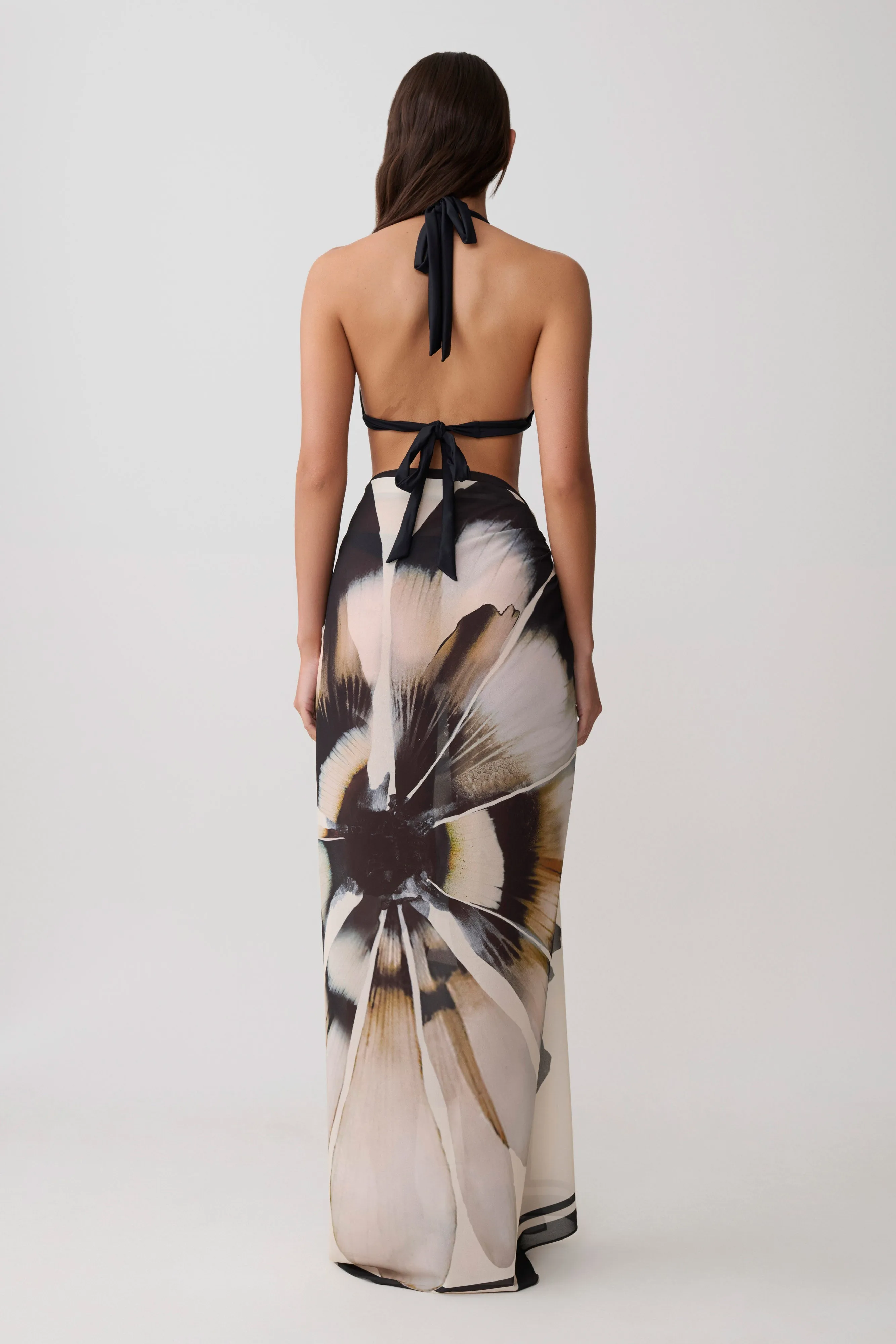 Noa Chiffon Scarf Sarong - Ivory Base Floral Print sold by Meshki product image thumbnail 2