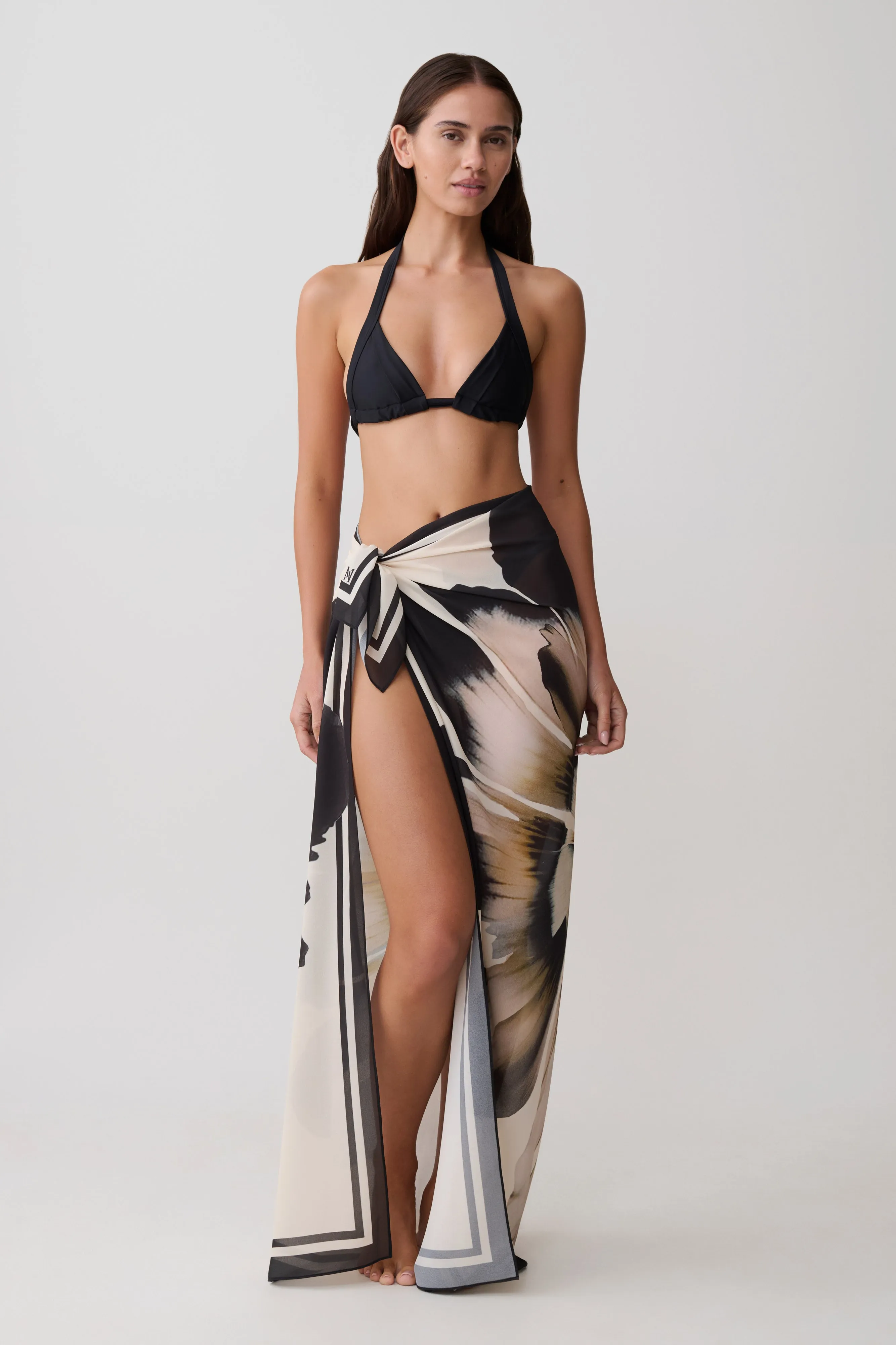 Noa Chiffon Scarf Sarong - Ivory Base Floral Print sold by Meshki product image thumbnail 4