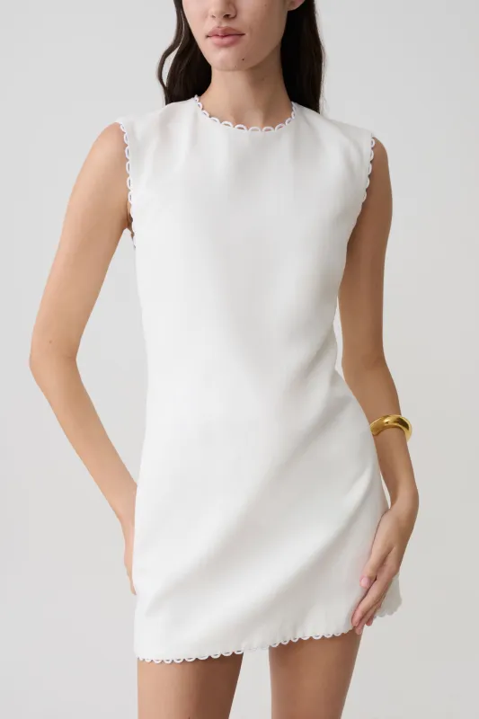 Antonella Linen Mini Dress - White made by Meshki