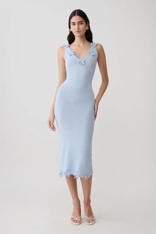 Rachael Knit Midi Dress - Light Blue made by Meshki