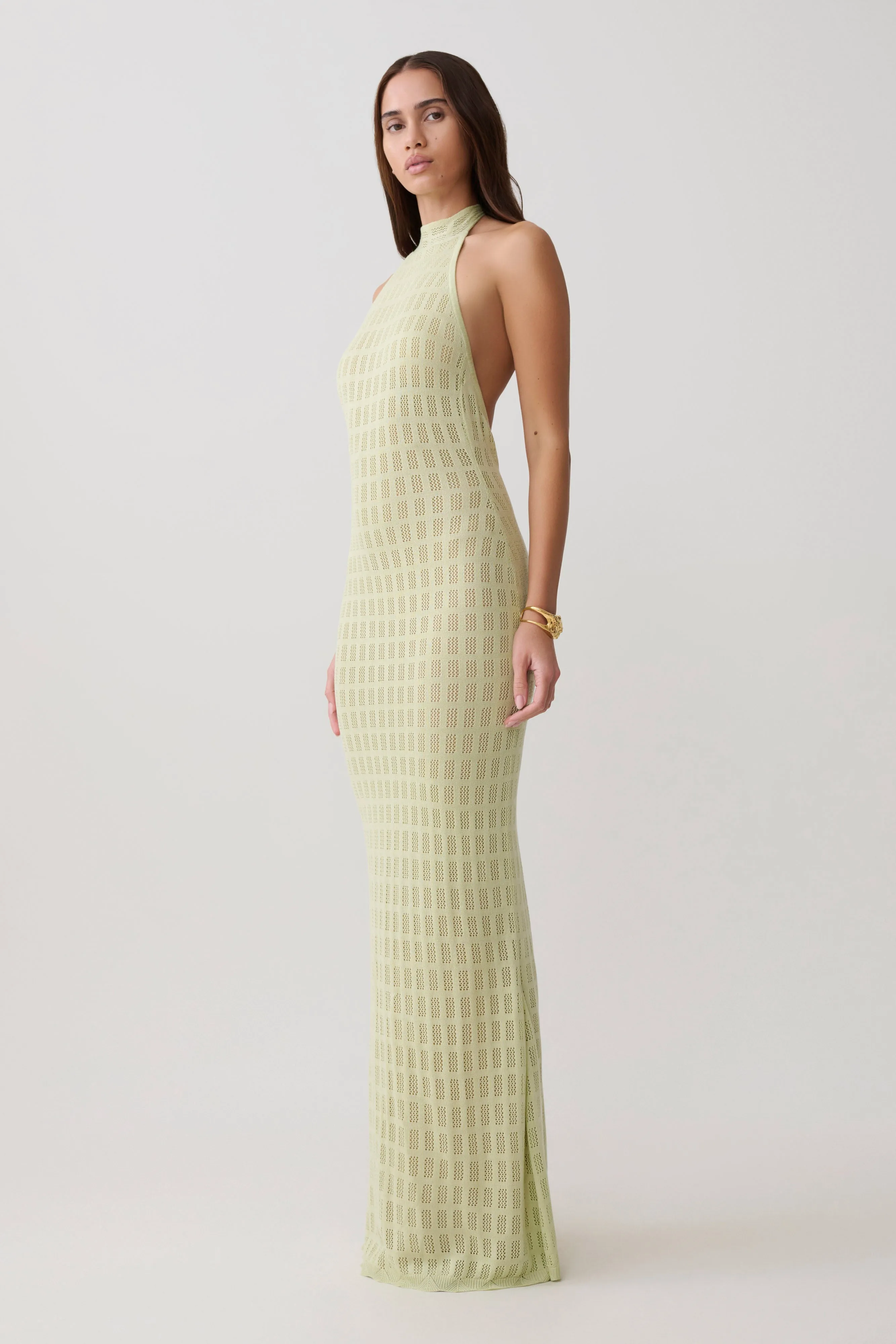 Hayley Halter Knit Maxi Dress - Seafoam sold by Meshki product image thumbnail 4