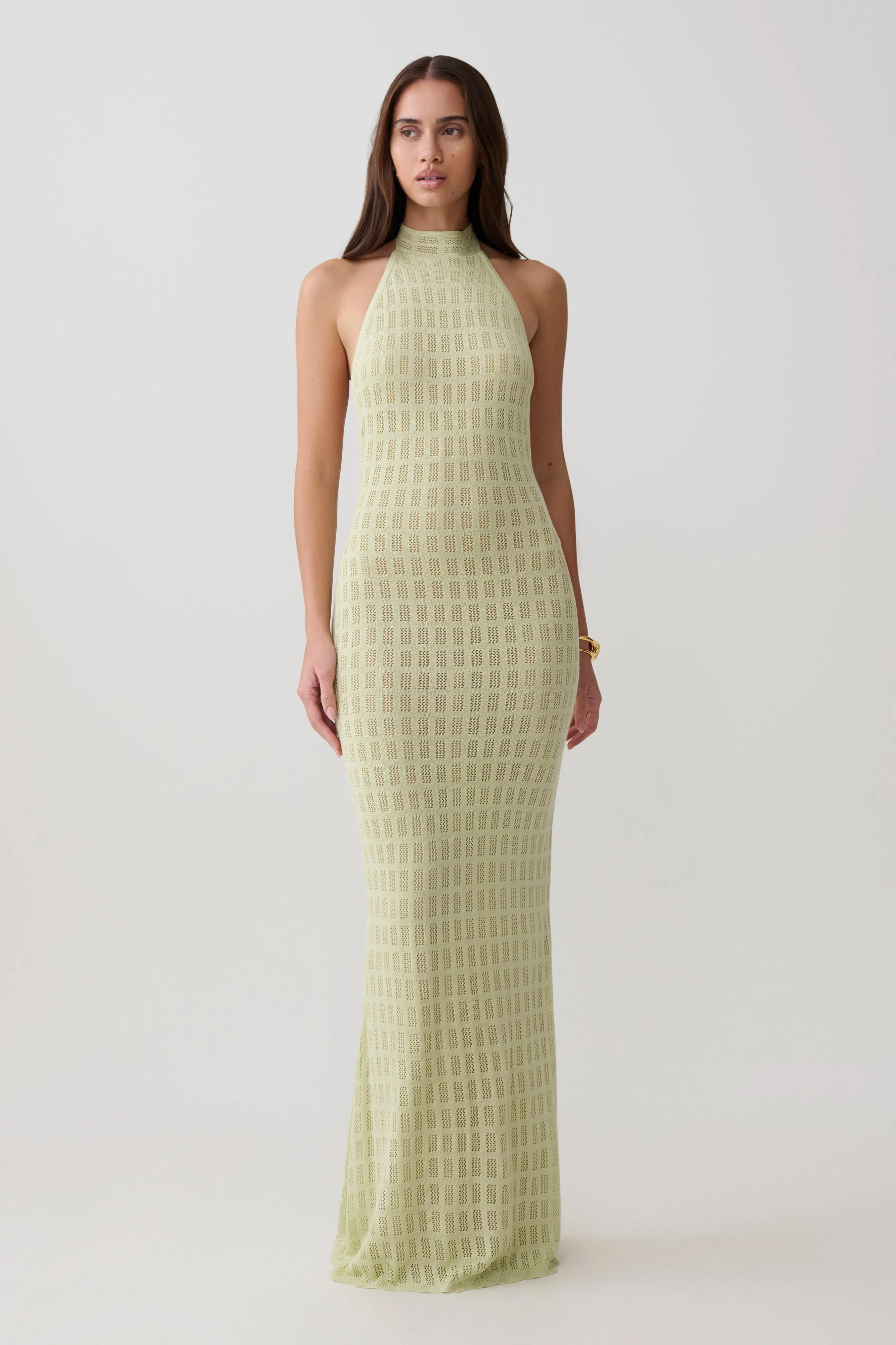 Hayley Halter Knit Maxi Dress - Seafoam sold by Meshki product image thumbnail 5