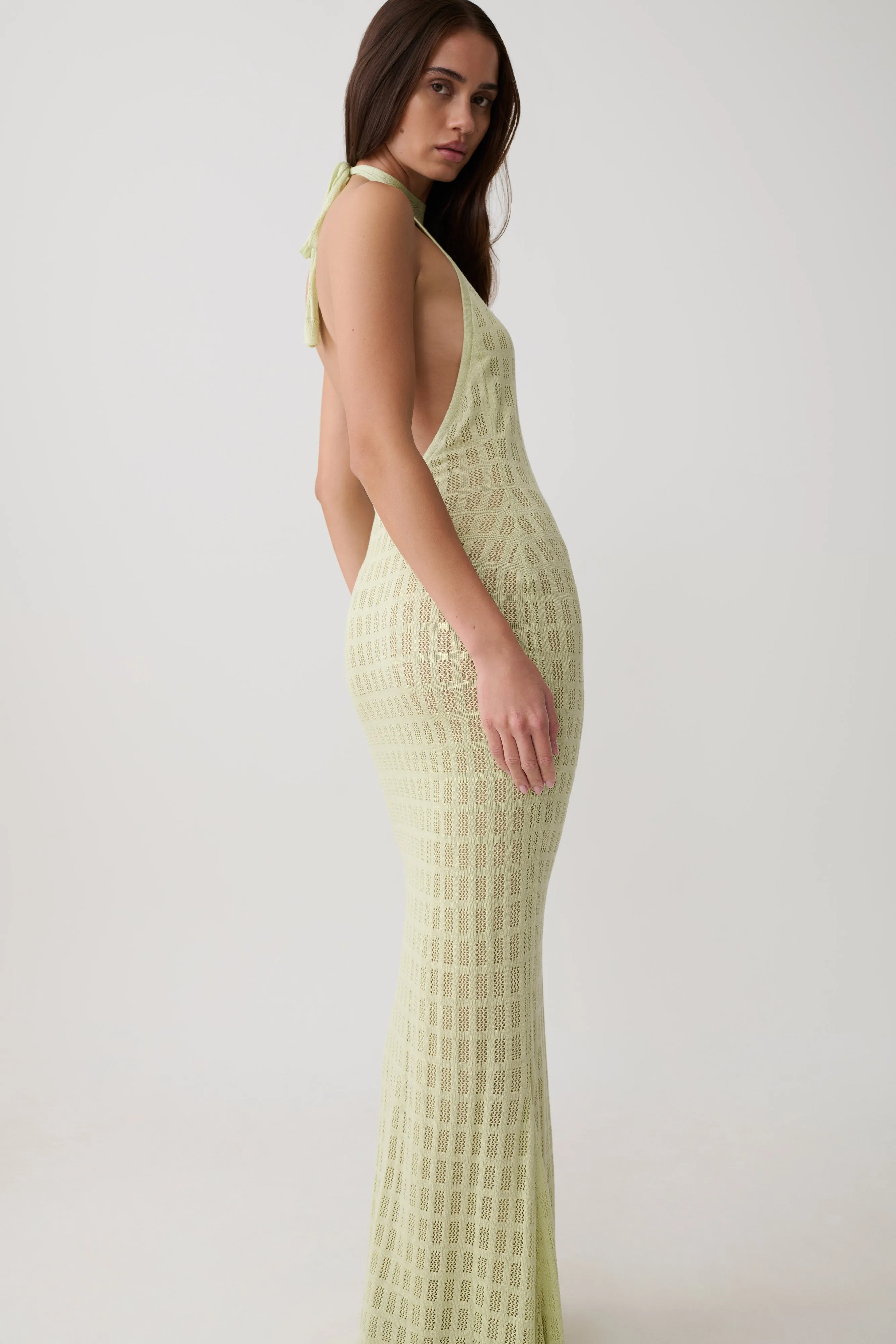 Hayley Halter Knit Maxi Dress - Seafoam sold by Meshki product image thumbnail 3