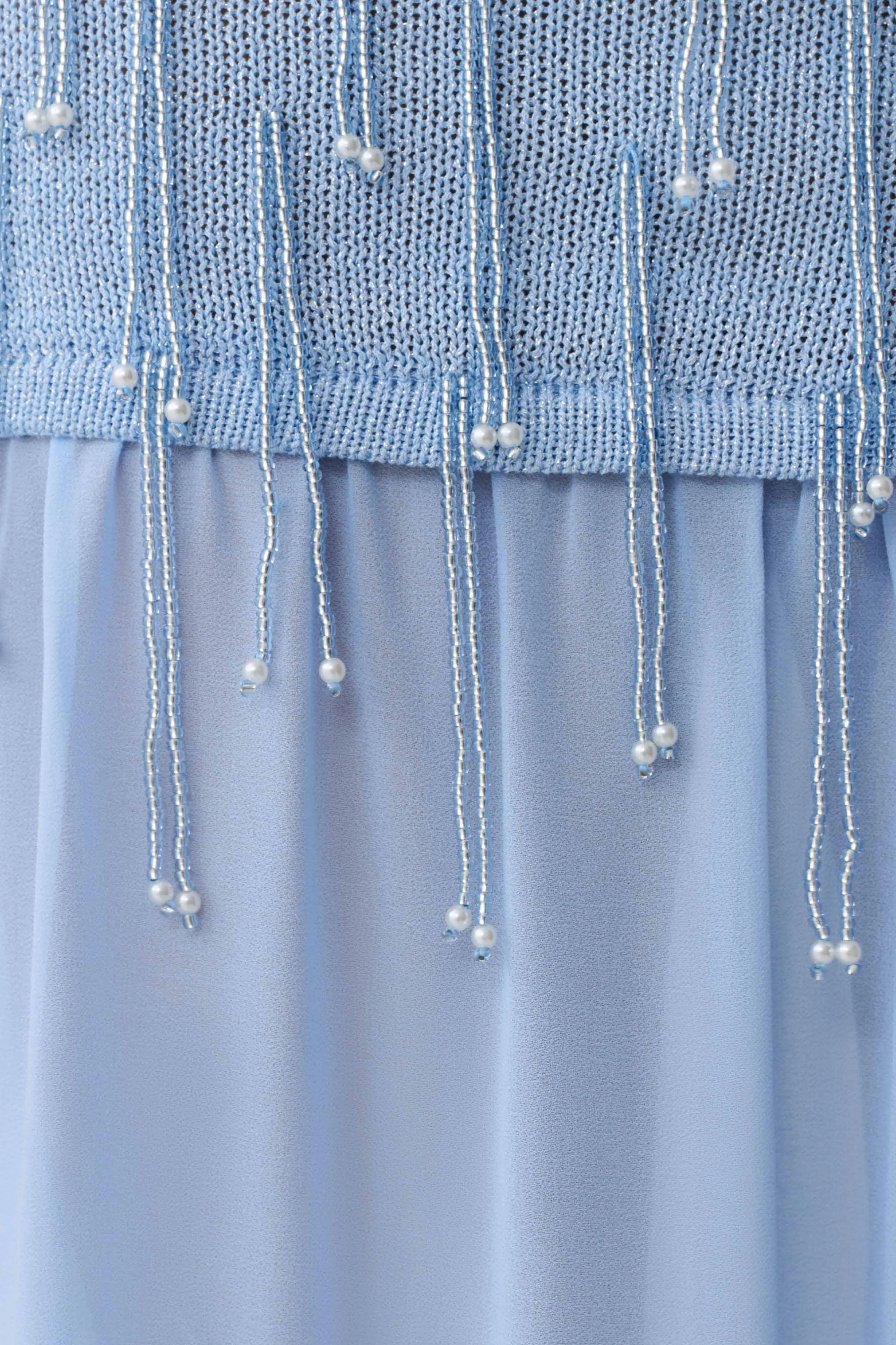 Belinda Beaded Knit & Chiffon Maxi Dress - Light Blue sold by Meshki product image thumbnail 5