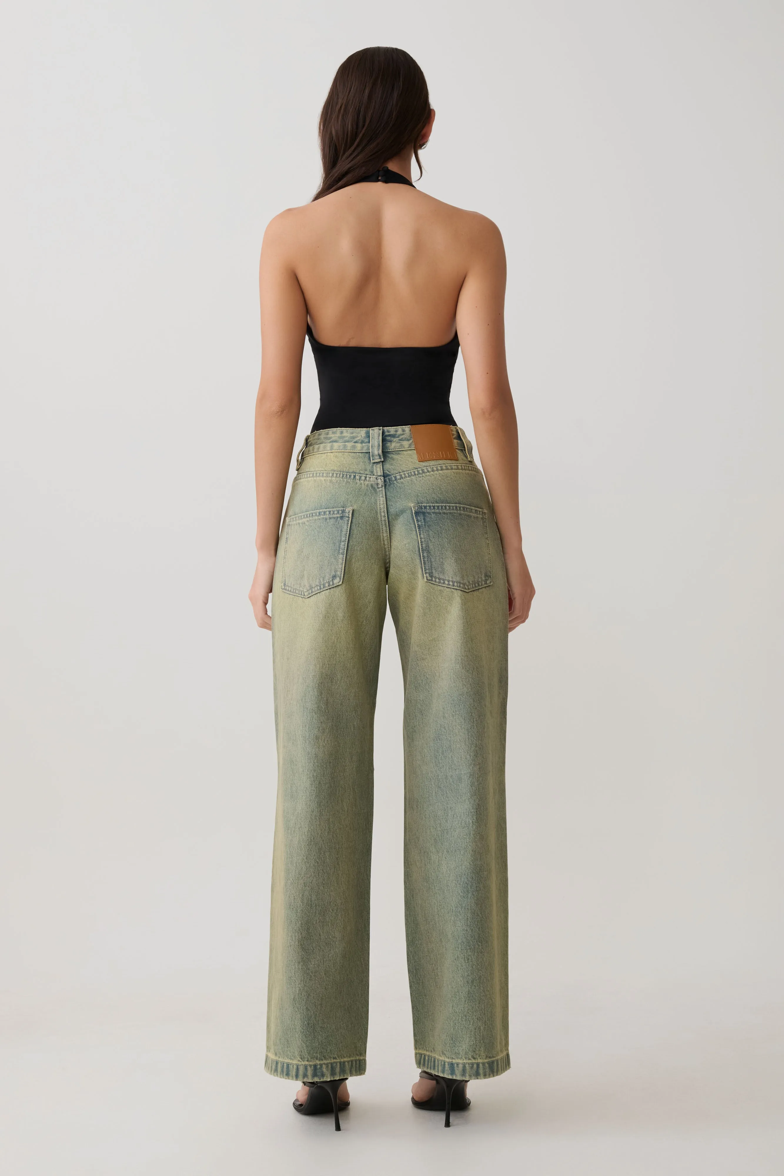 Joey Mid Rise Wide Leg Jeans - Green Wash sold by Meshki product image thumbnail 2