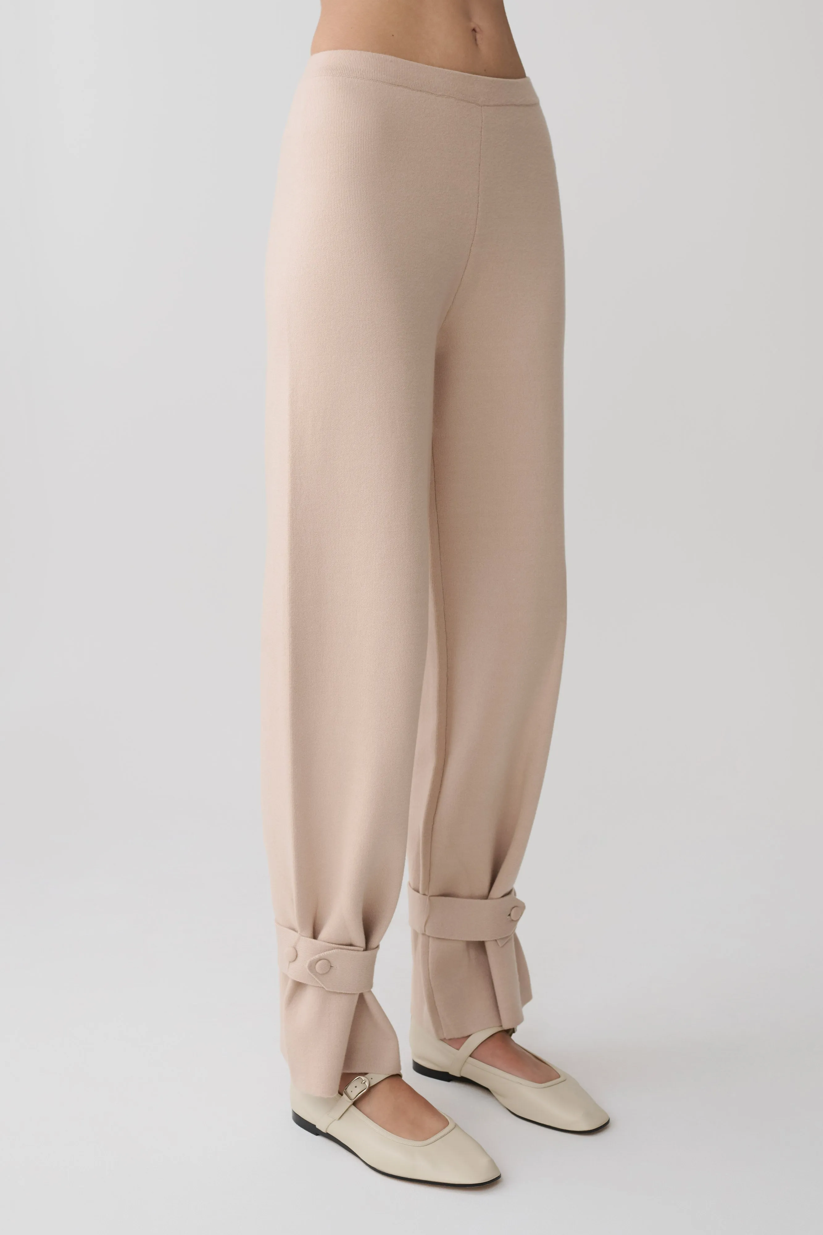 Blaine Knit Cuffed Wide Leg Pants - Oat Marle sold by Meshki product image thumbnail 5