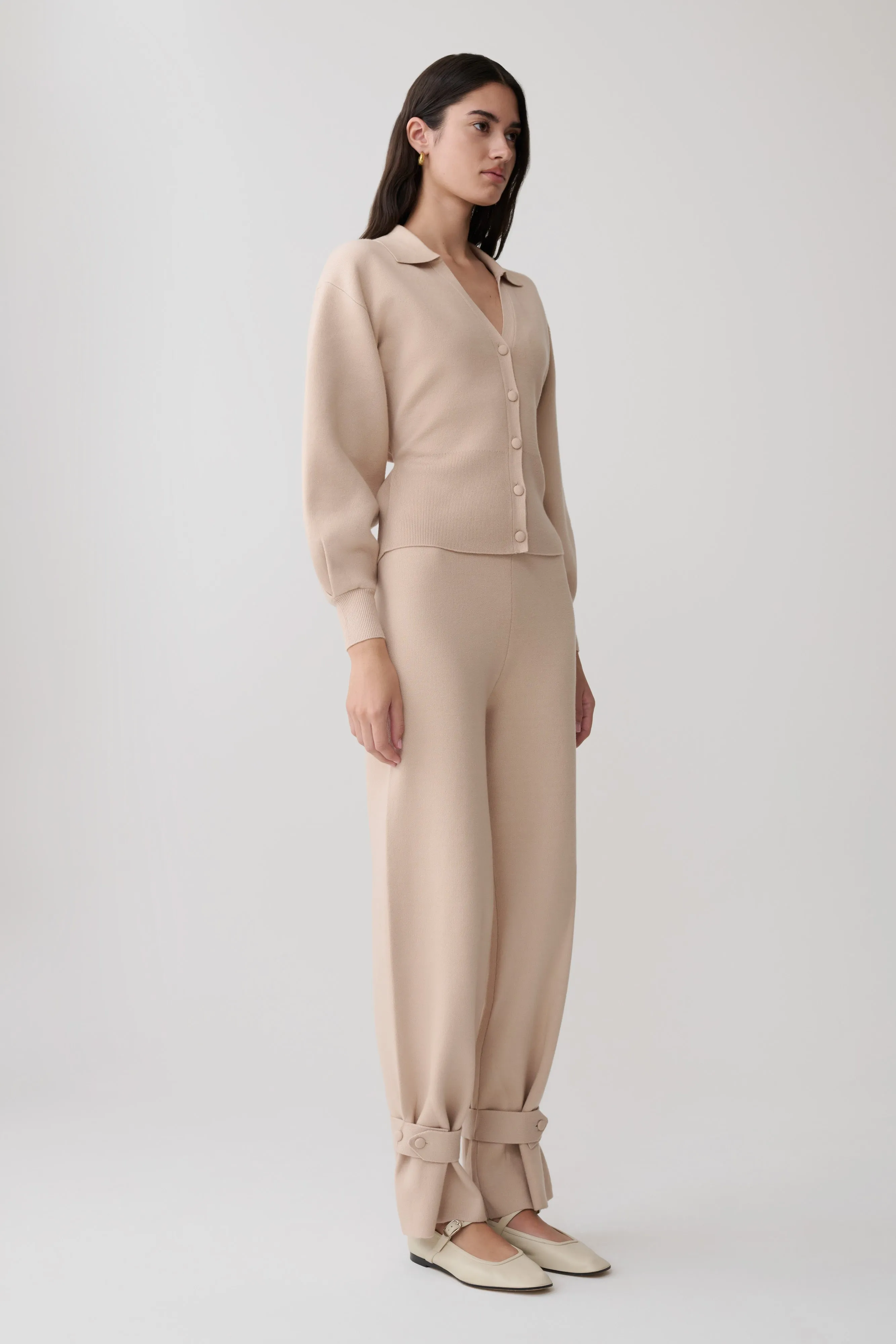 Blaine Knit Cuffed Wide Leg Pants - Oat Marle sold by Meshki product image thumbnail 4