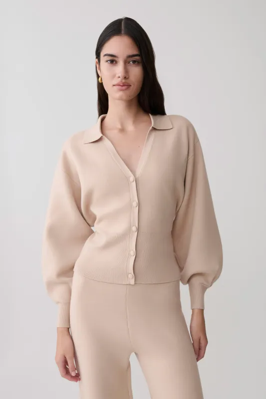 Blaine Knit Blouson Sleeve Cardigan - Oat Marle made by Meshki