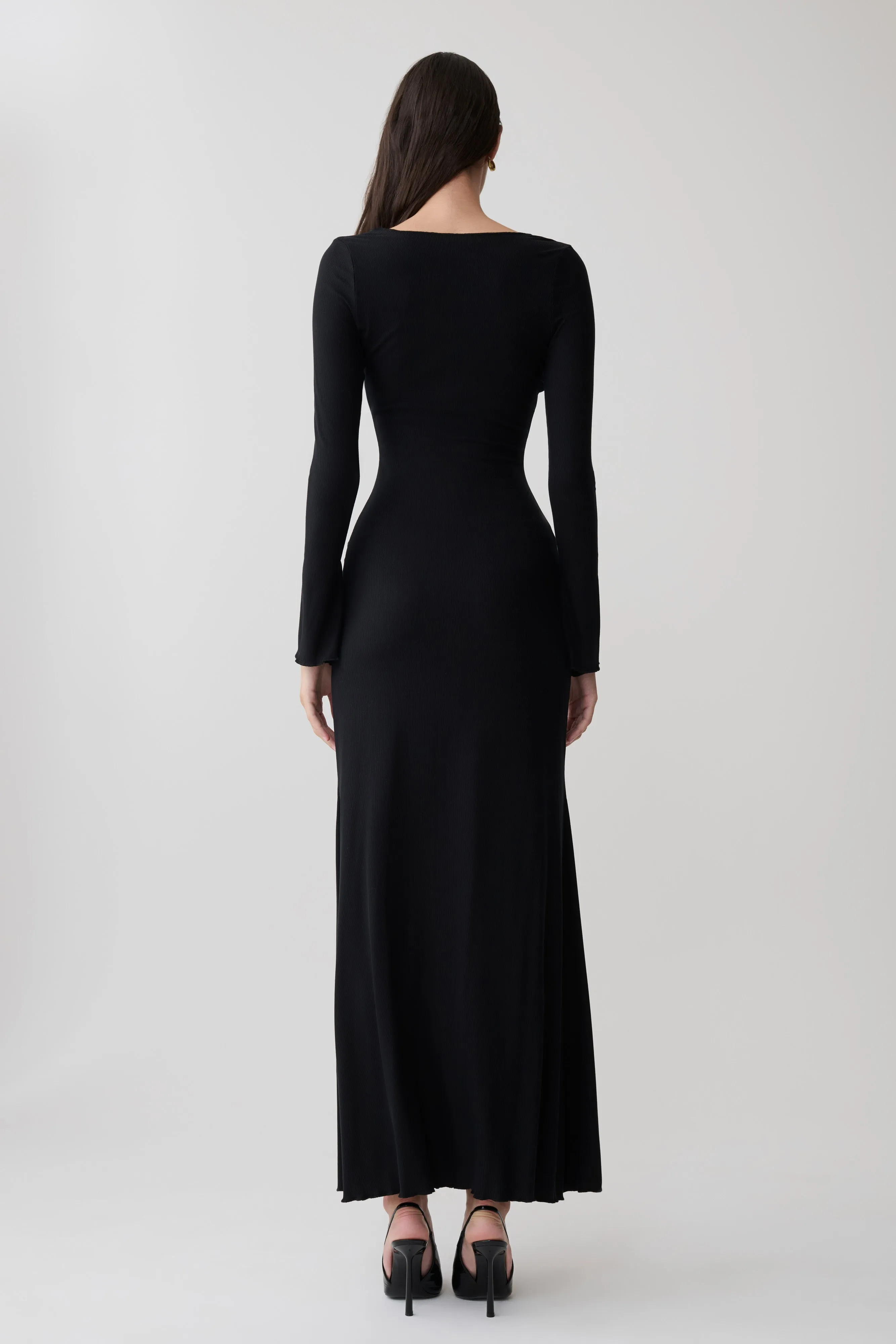 Tanya Buttoned Long Sleeve Maxi Dress - Black sold by Meshki product image thumbnail 2