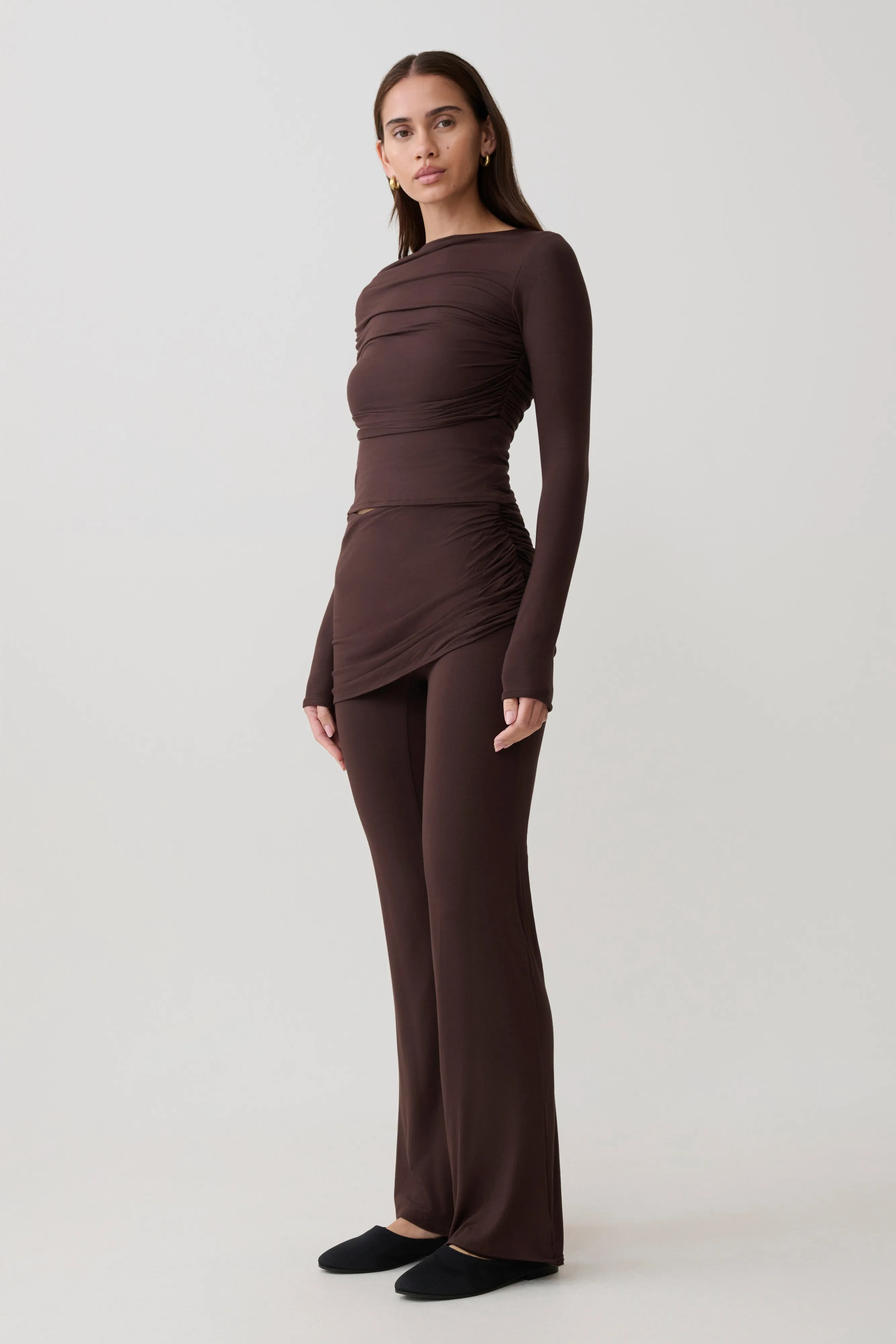 Keaton Modal Long Sleeve Overlay Top - Espresso sold by Meshki product image thumbnail 4