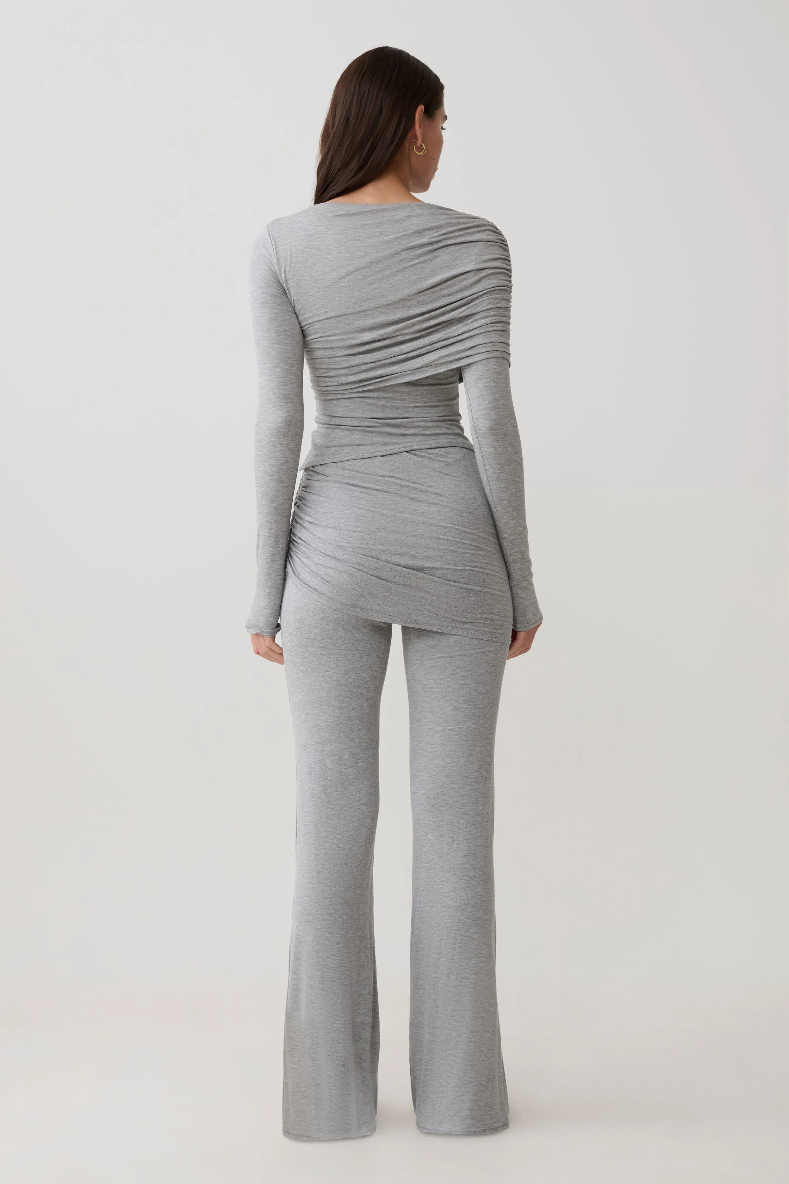 Keaton Modal Long Sleeve Overlay Top - Grey Marle sold by Meshki product image thumbnail 5