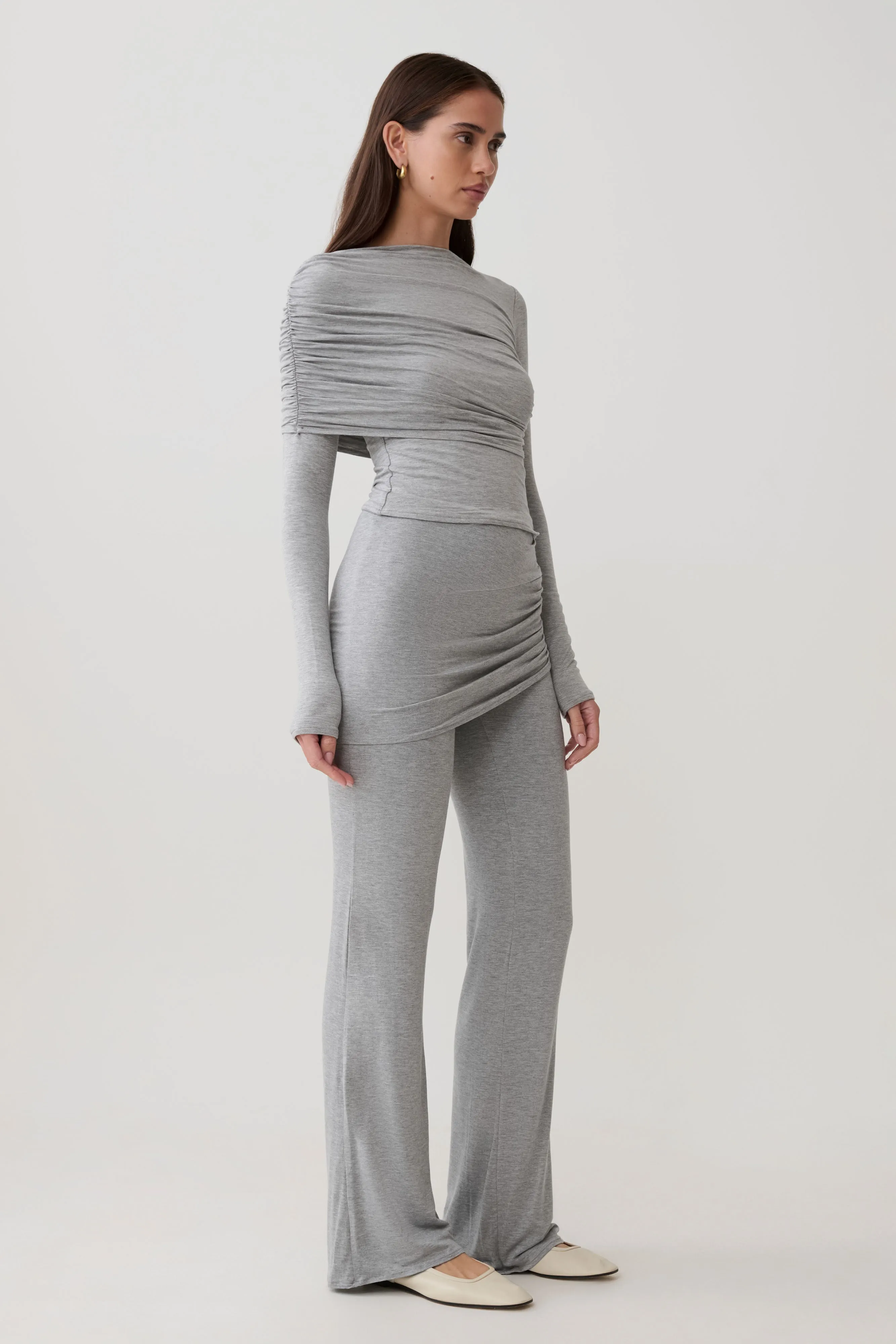 Keaton Modal Long Sleeve Overlay Top - Grey Marle sold by Meshki product image thumbnail 4