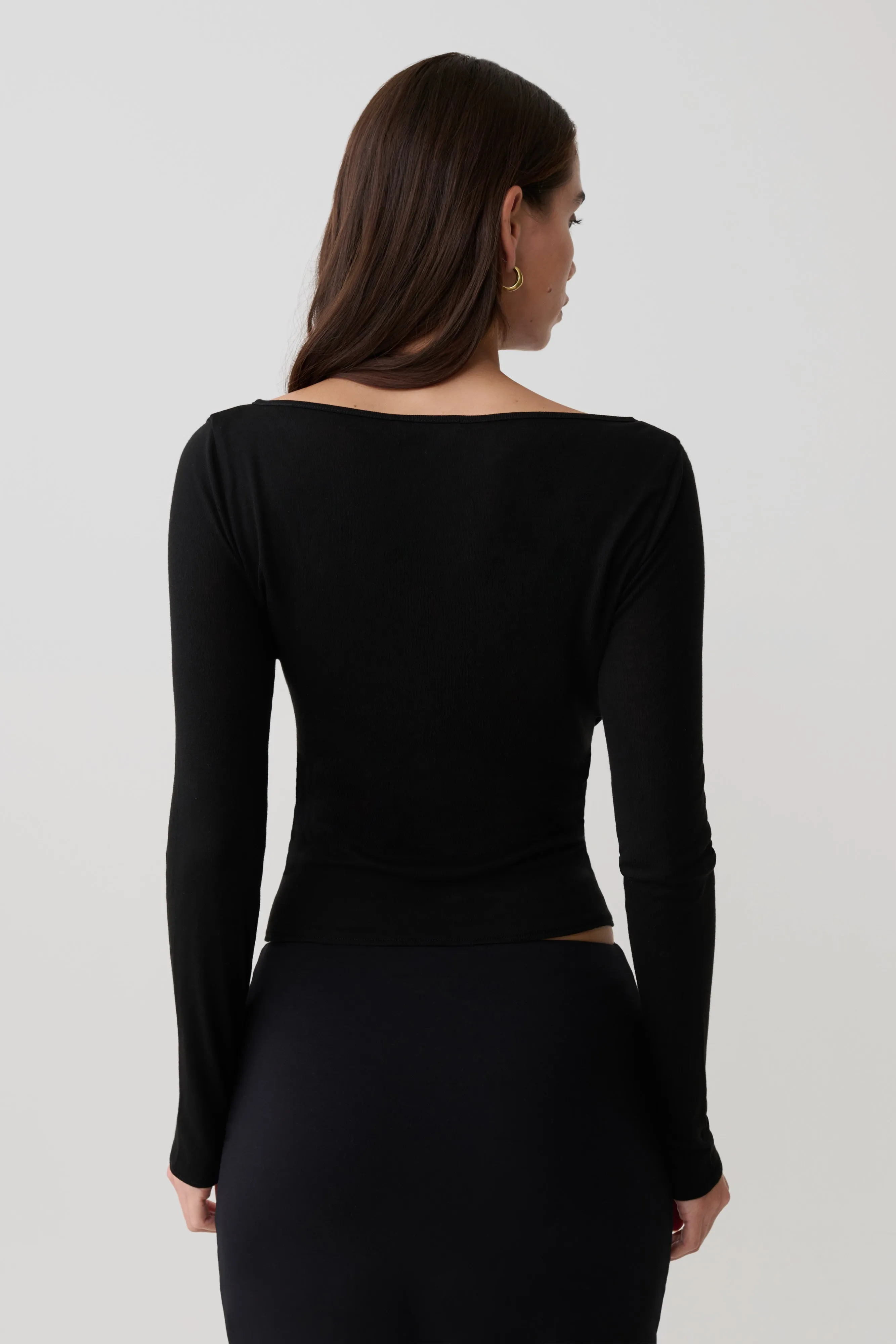 Coraline Long Sleeve Sheer Top - Black sold by Meshki product image thumbnail 2