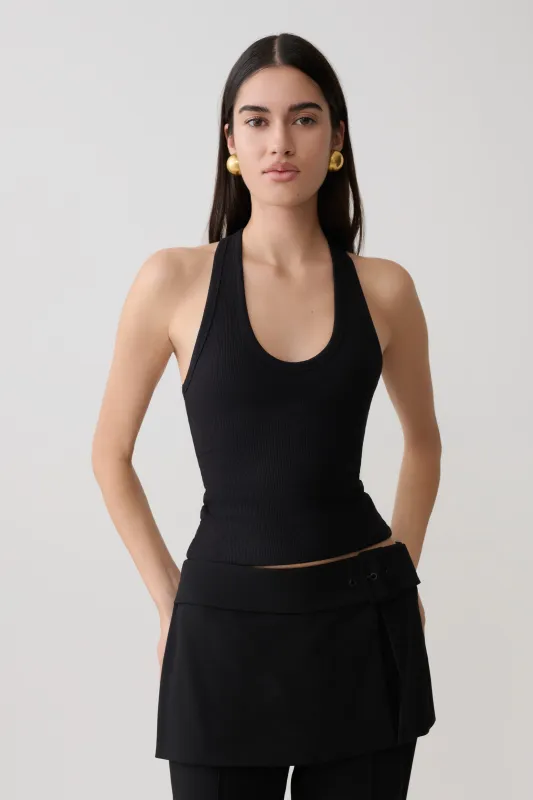 Actress Ribbed Tank - Black made by Meshki