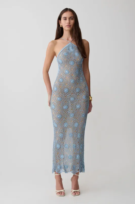 Sam Halter Hand Crochet Maxi Dress - Periwinkle made by Meshki