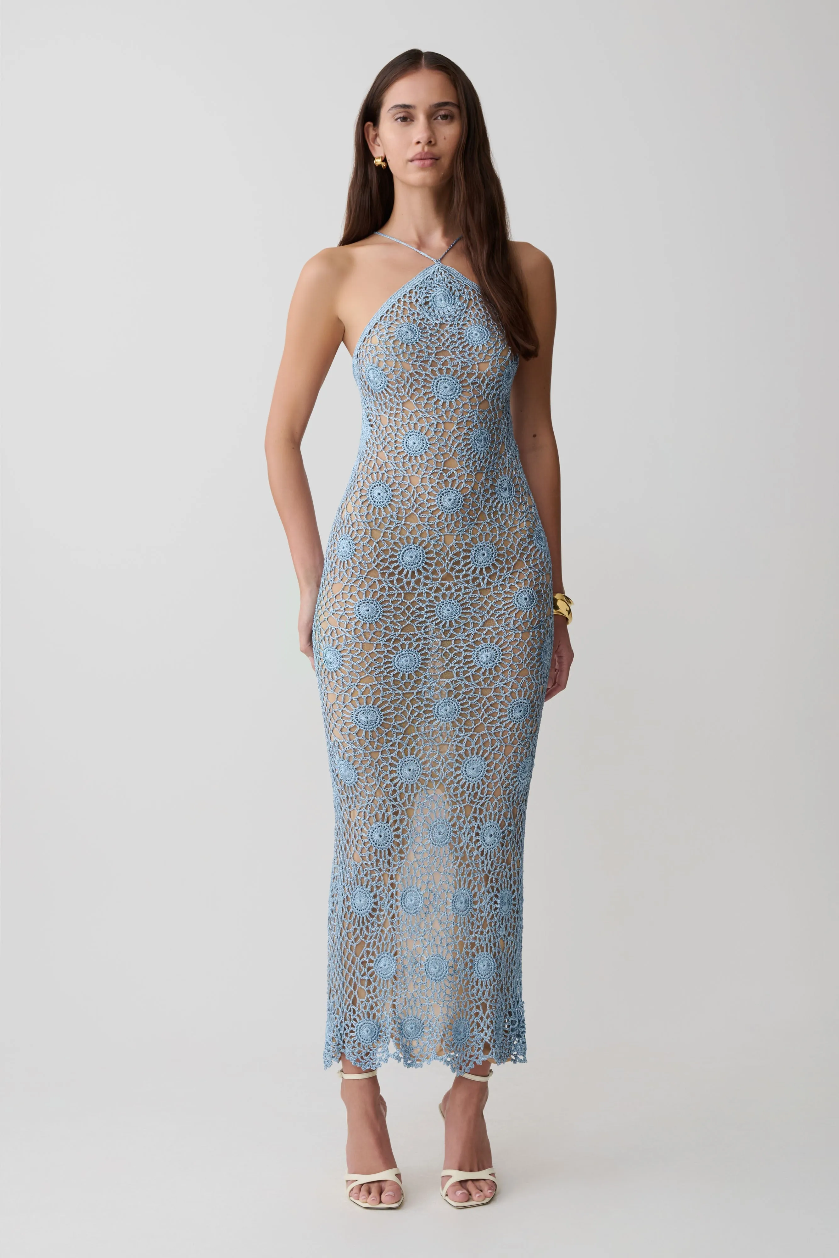 Sam Halter Hand Crochet Maxi Dress - Periwinkle sold by Meshki