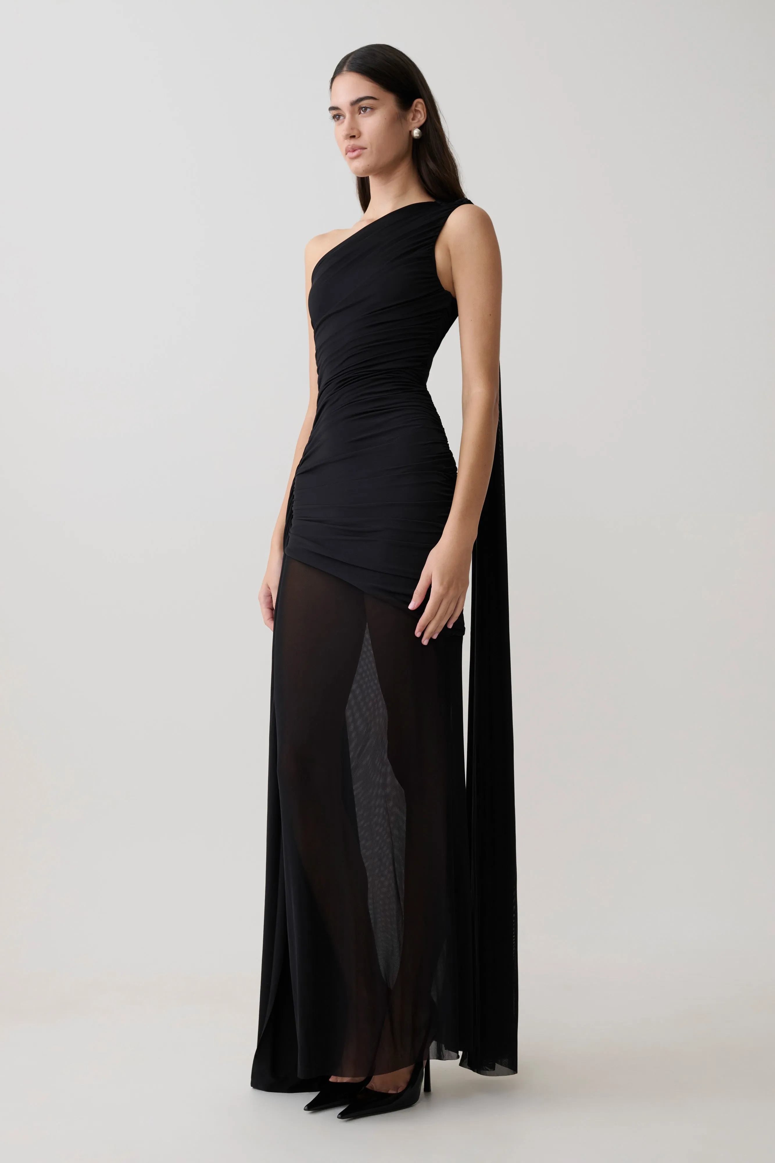Asher Slinky One Shoulder Maxi Dress - Black sold by Meshki product image thumbnail 5