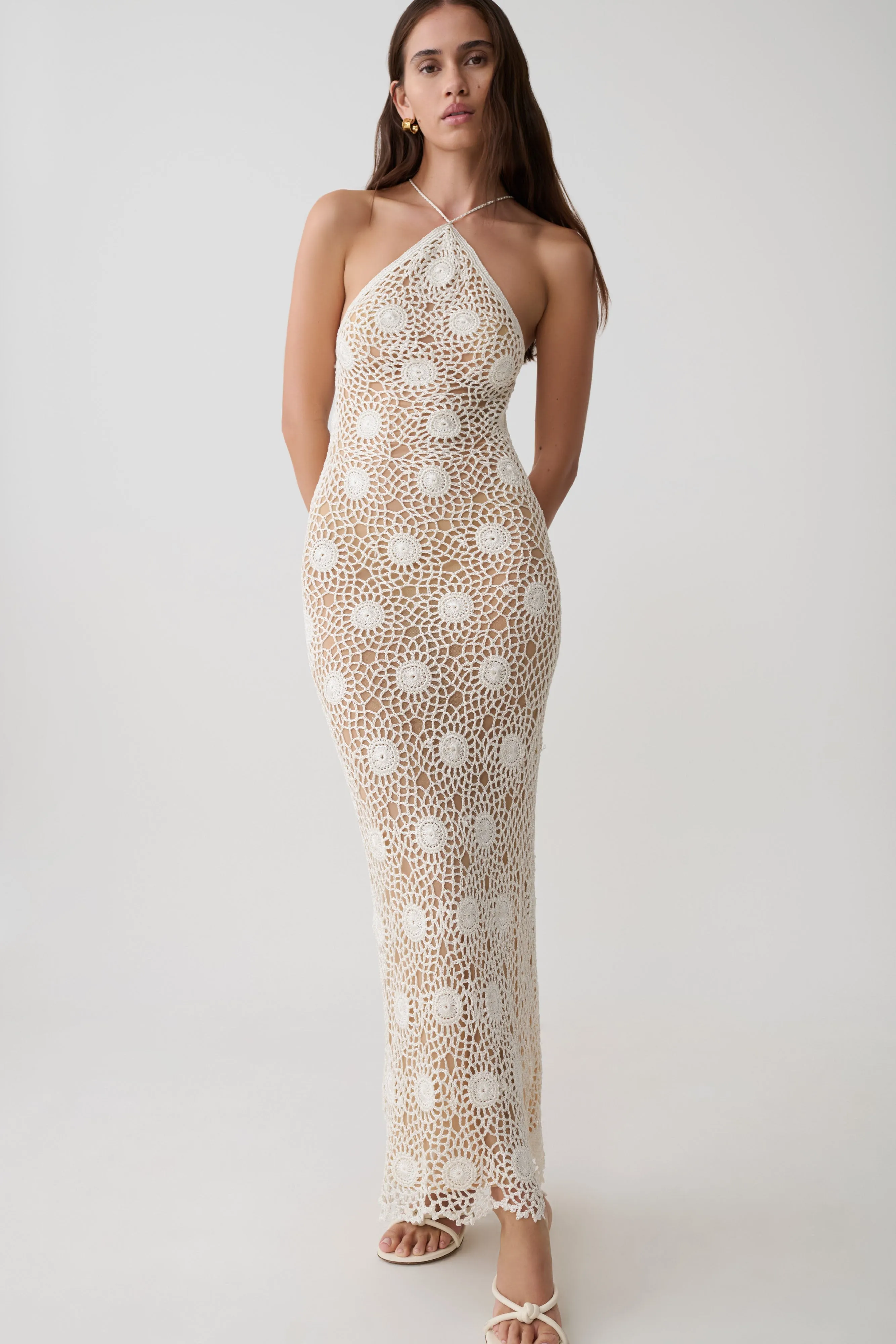 Sam Halter Hand Crochet Maxi Dress - Ivory sold by Meshki product image thumbnail 3