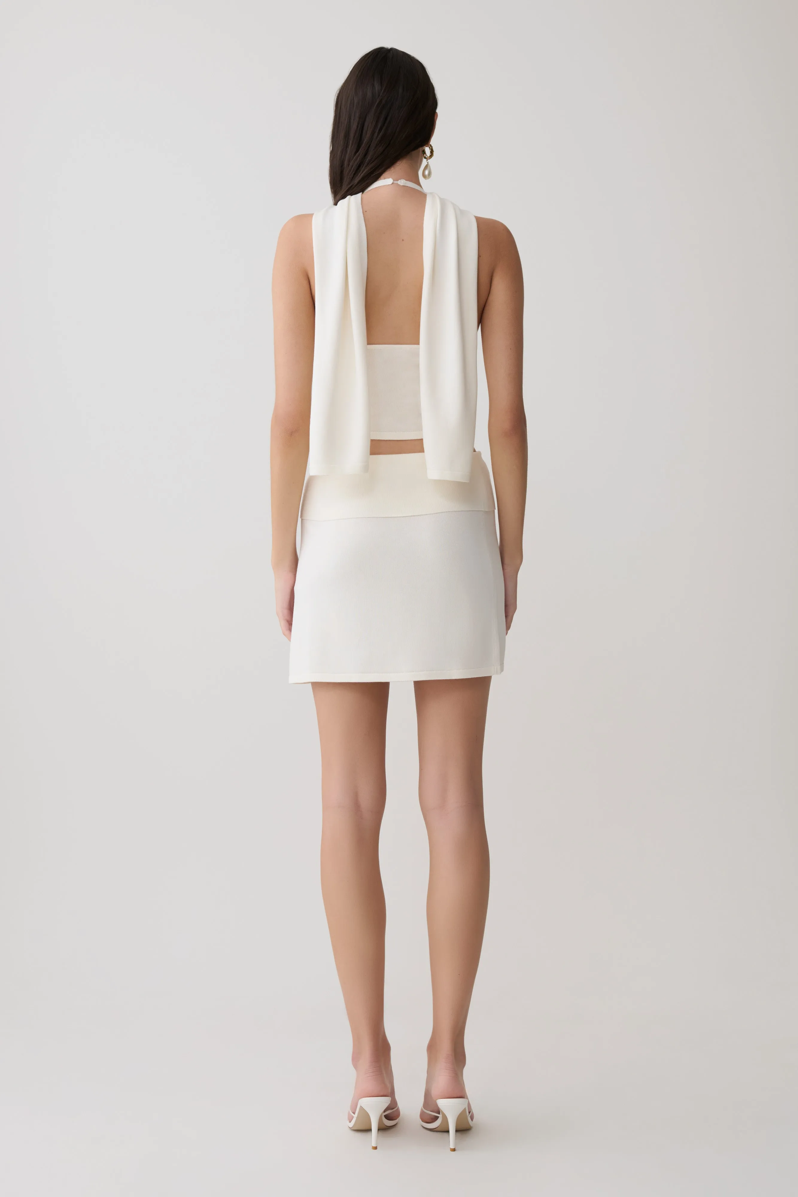 Misty Mid Rise Knit Mini Skirt - Ivory sold by Meshki product image thumbnail 2