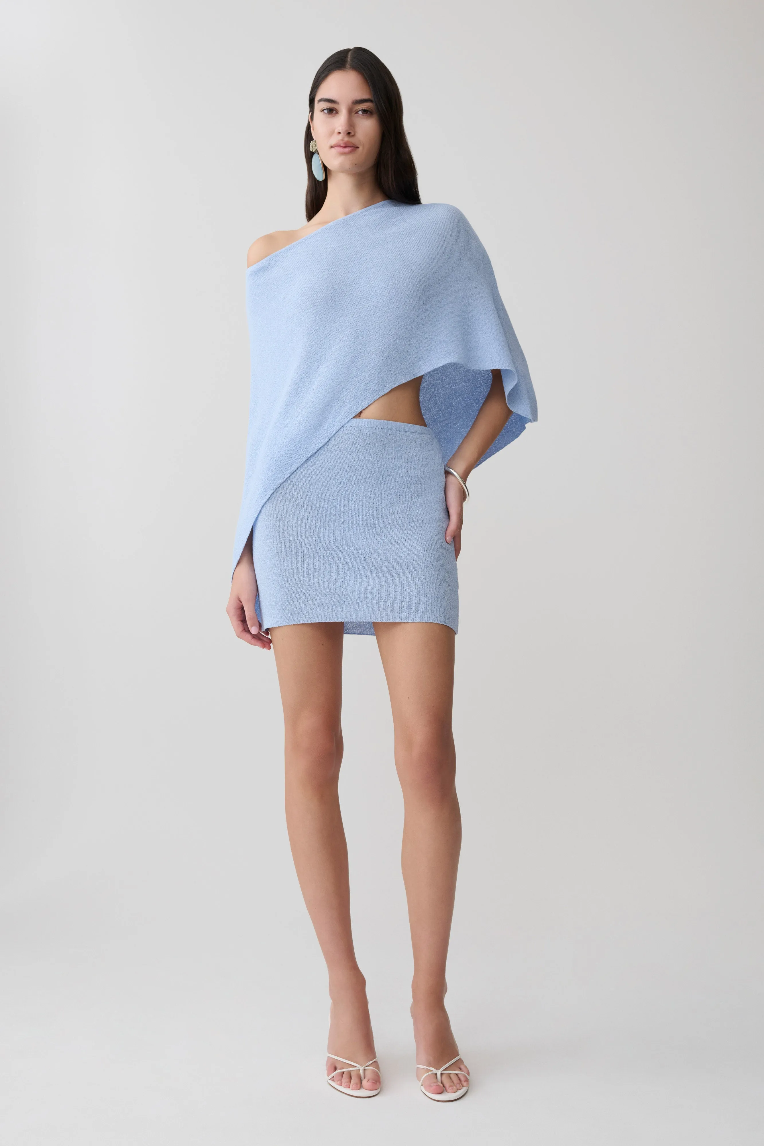 Loura Mid Rise Knit Mini Skirt - Cornflower Blue sold by Meshki product image thumbnail 3