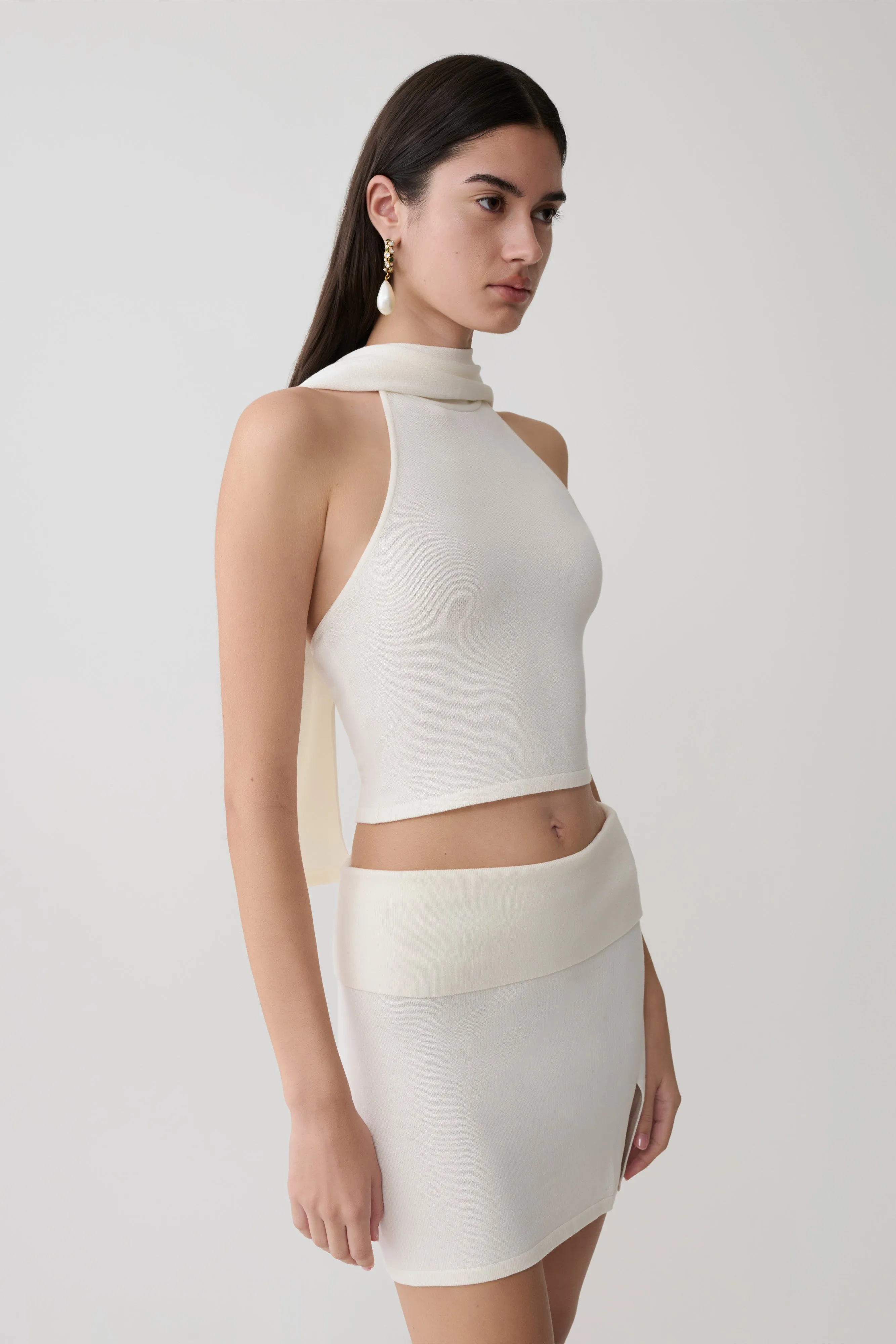 Misty Halter Backless Knit Top - Ivory sold by Meshki product image thumbnail 4