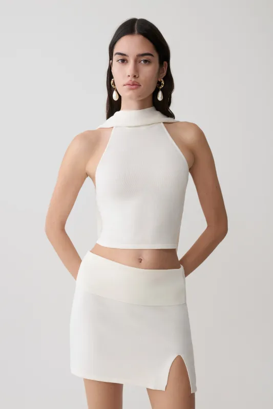 Misty Halter Backless Knit Top - Ivory made by Meshki