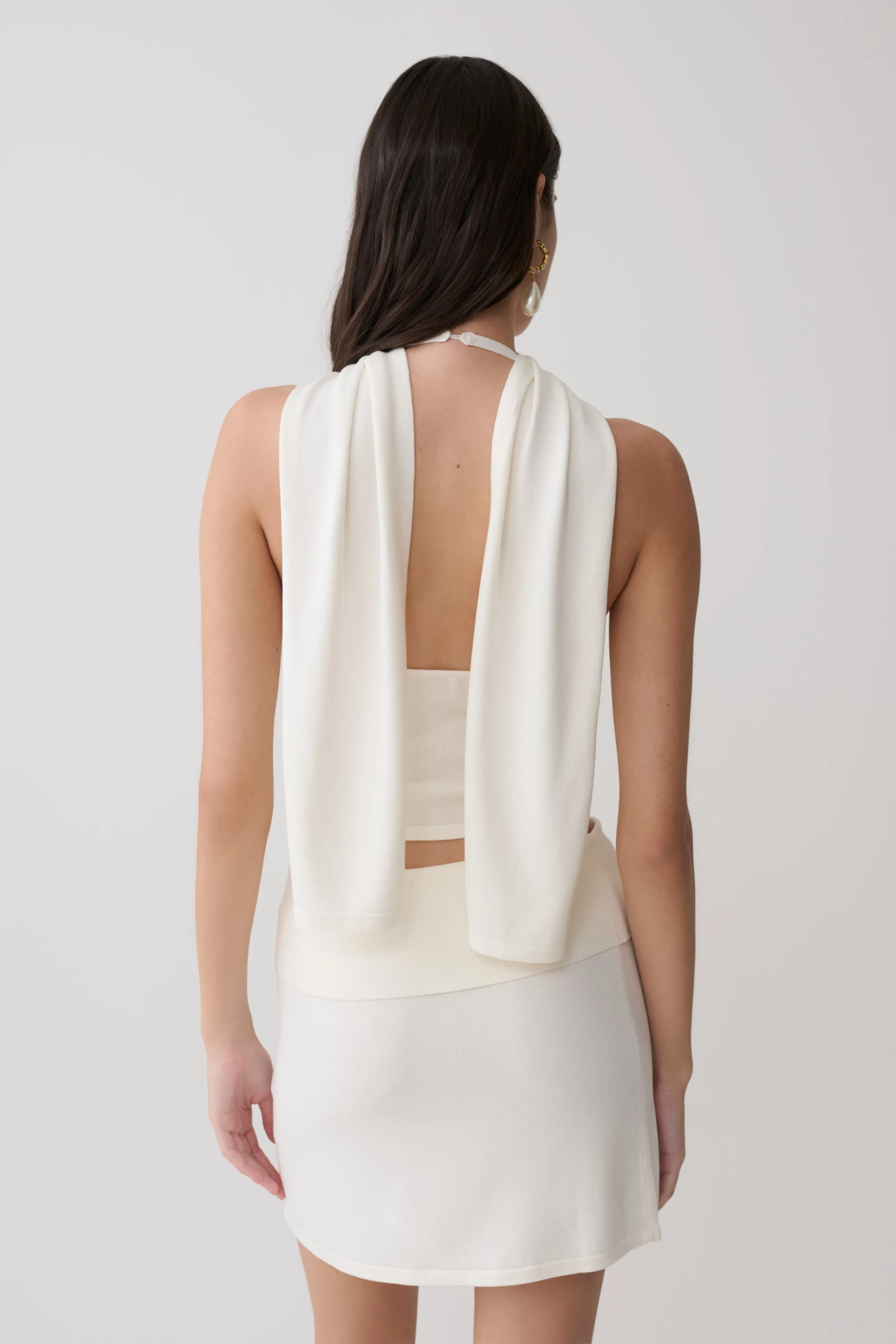 Misty Halter Backless Knit Top - Ivory sold by Meshki product image thumbnail 2