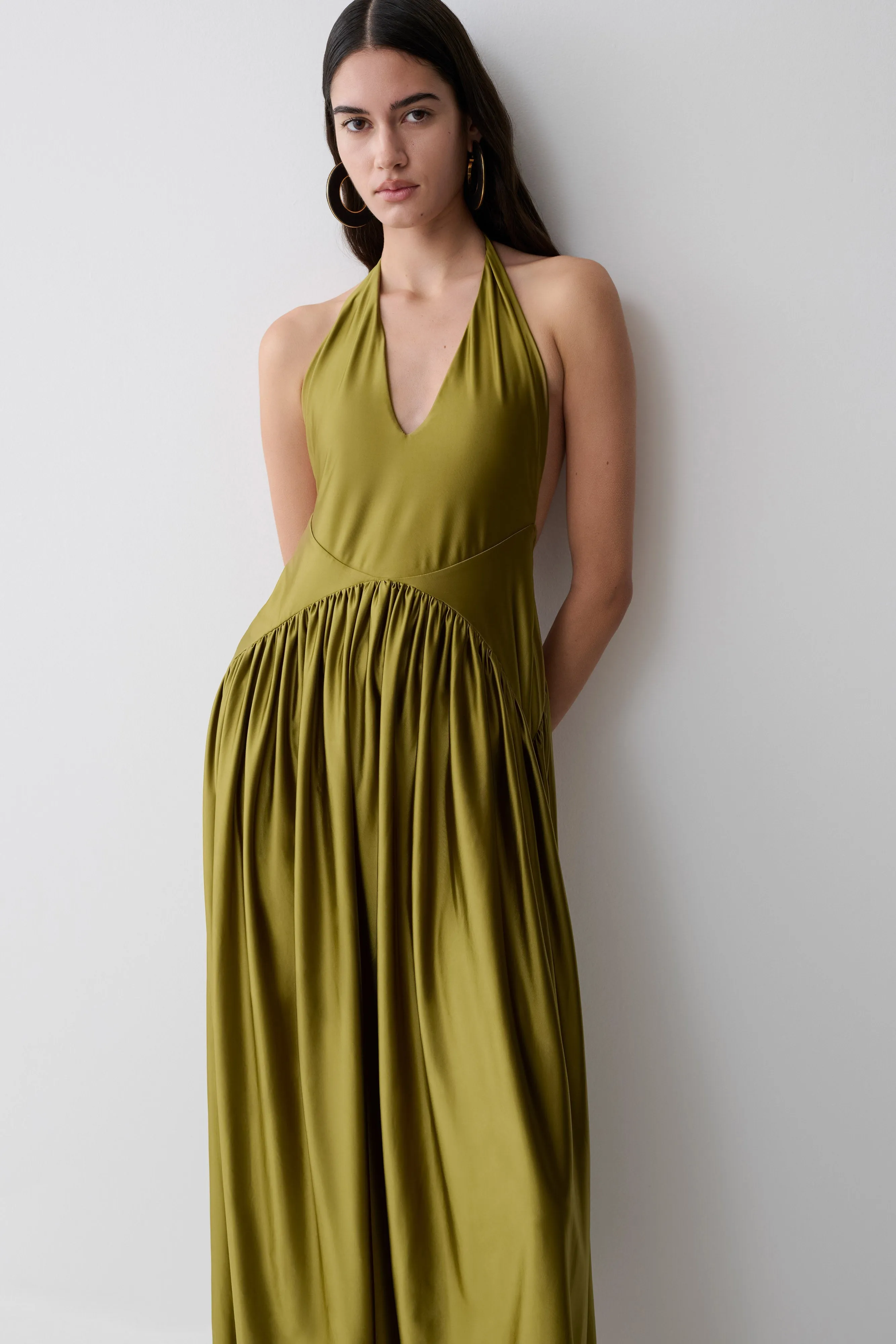 Cypress Halter Maxi Dress - Olive sold by Meshki product image thumbnail 3