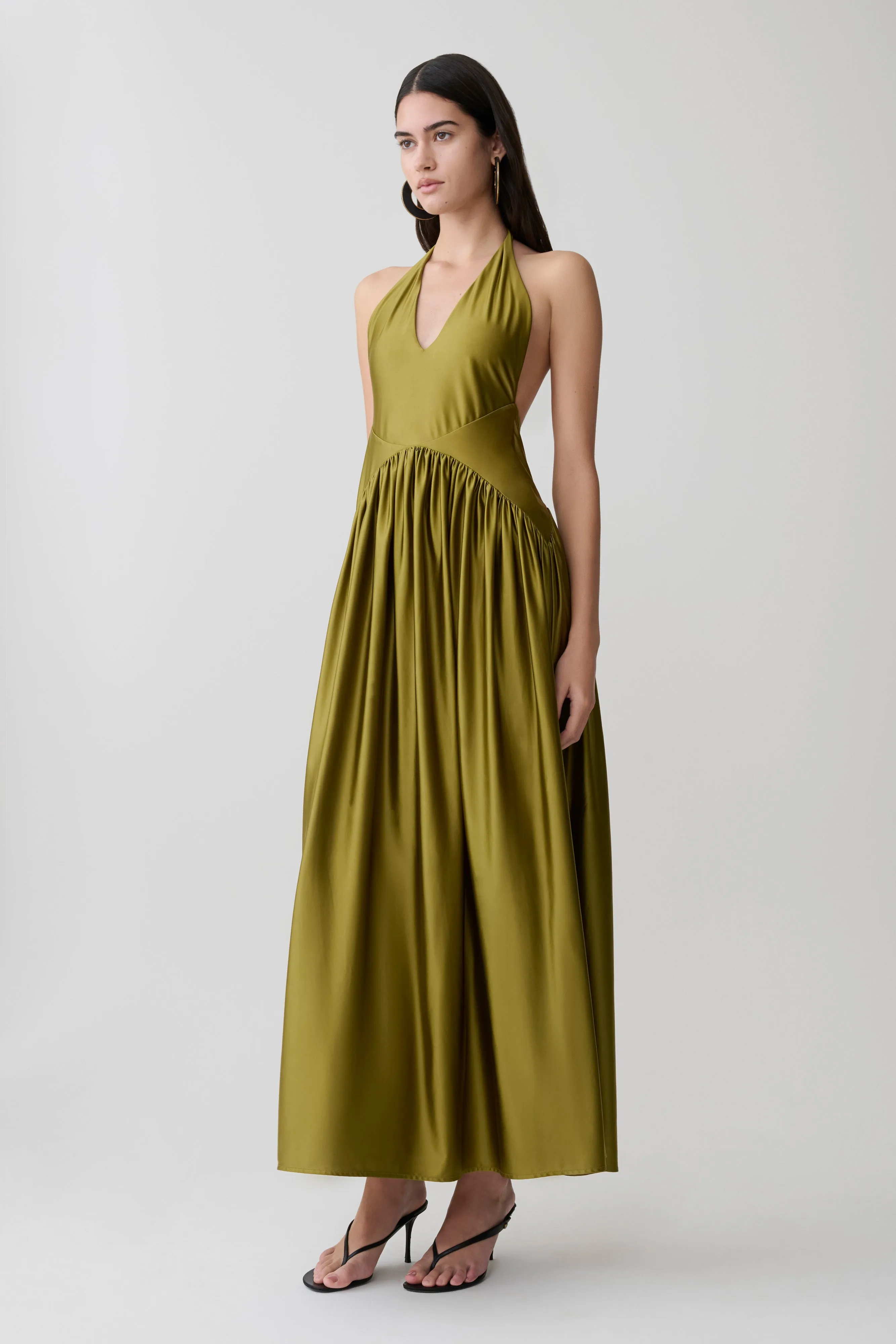 Cypress Halter Maxi Dress - Olive sold by Meshki product image thumbnail 4