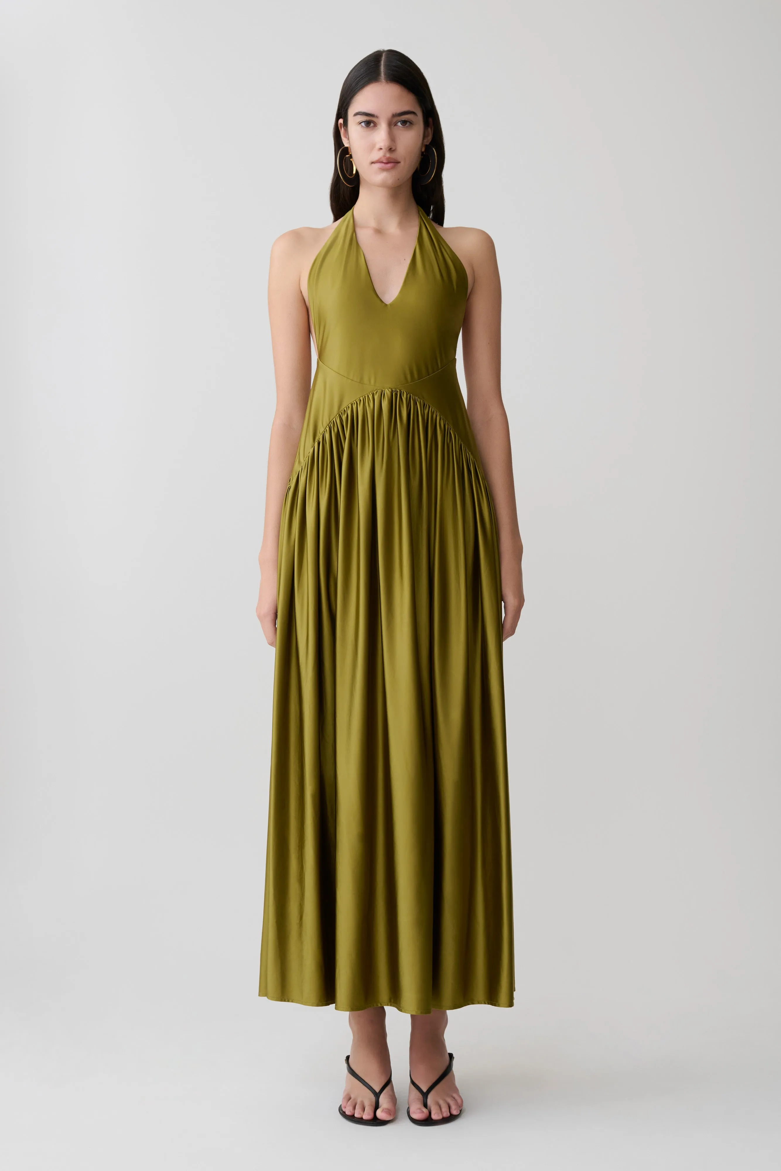 Cypress Halter Maxi Dress - Olive sold by Meshki