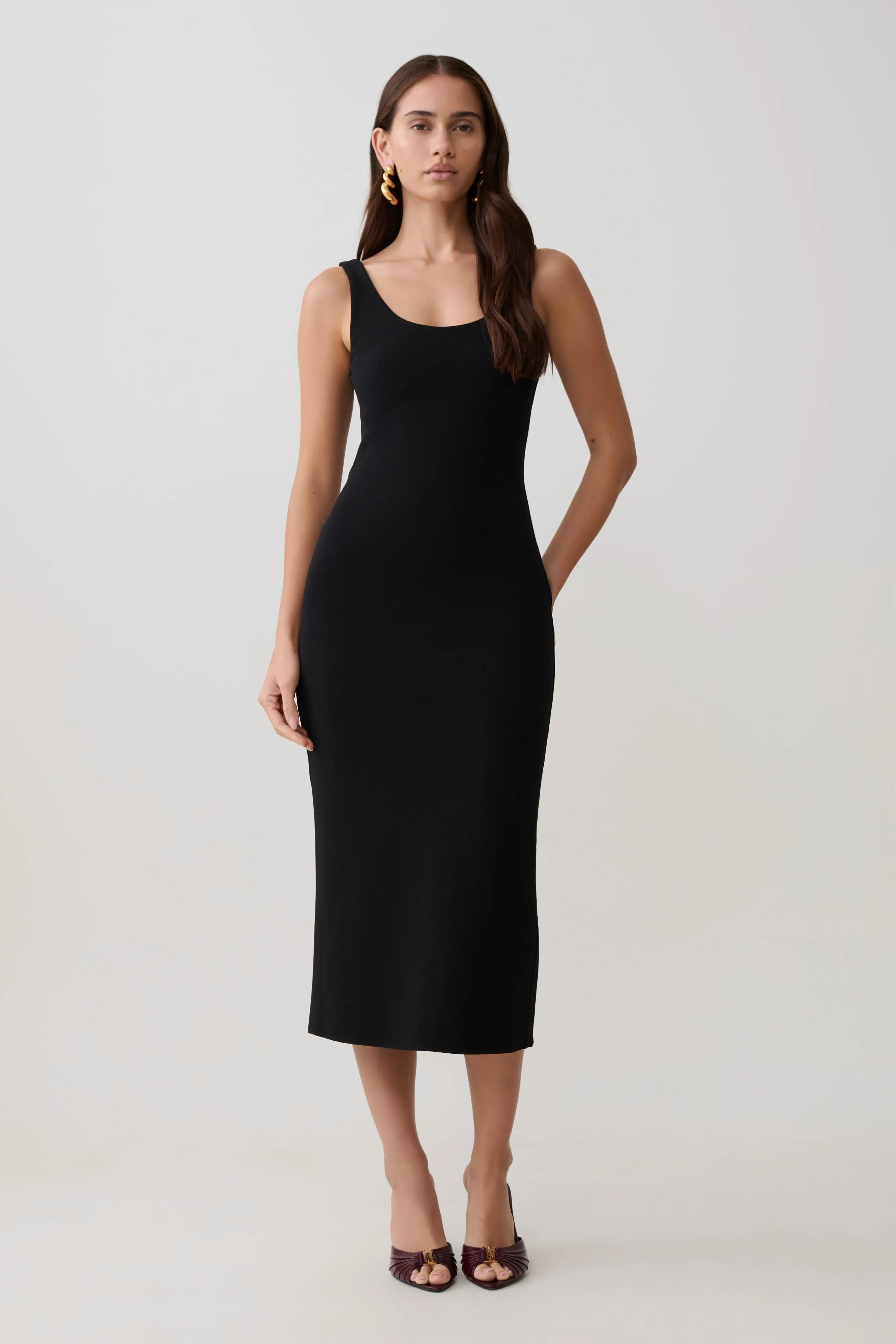 Allyra Scoop Stretch Crepe Midi Dress - Black sold by Meshki product image thumbnail 5