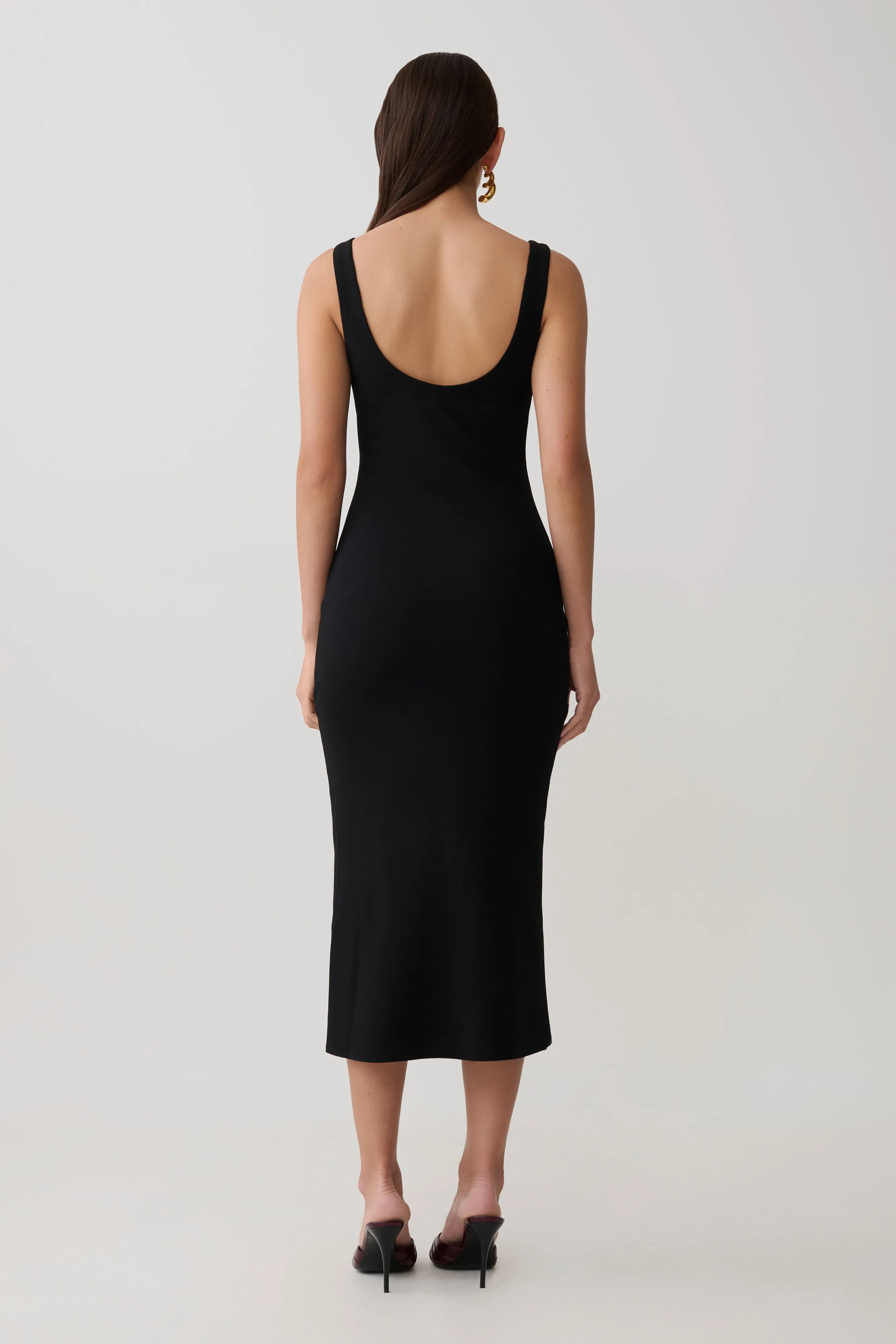 Allyra Scoop Stretch Crepe Midi Dress - Black sold by Meshki product image thumbnail 2
