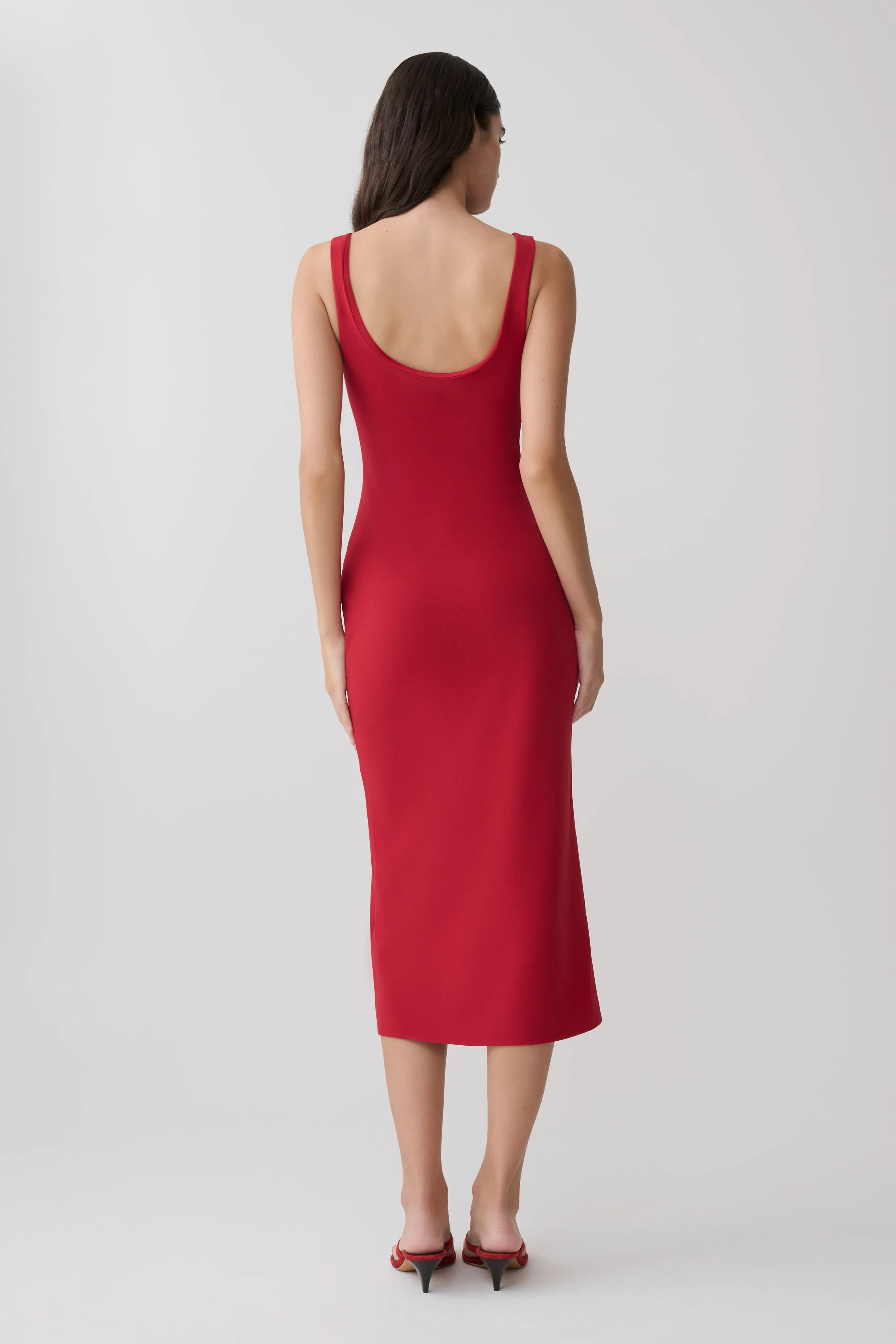 Allyra Scoop Stretch Crepe Midi Dress - Red sold by Meshki product image thumbnail 2