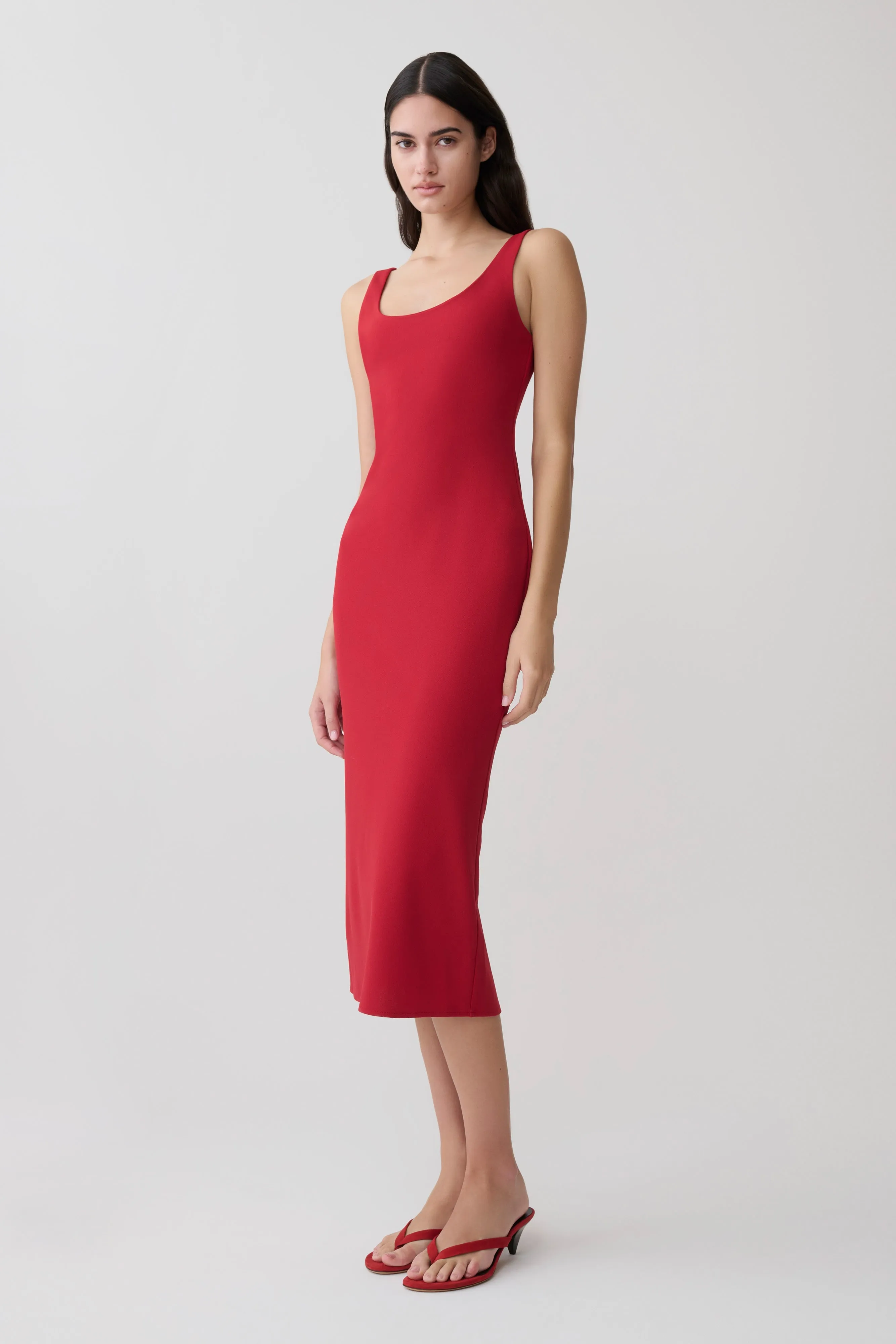 Allyra Scoop Stretch Crepe Midi Dress - Red sold by Meshki product image thumbnail 5