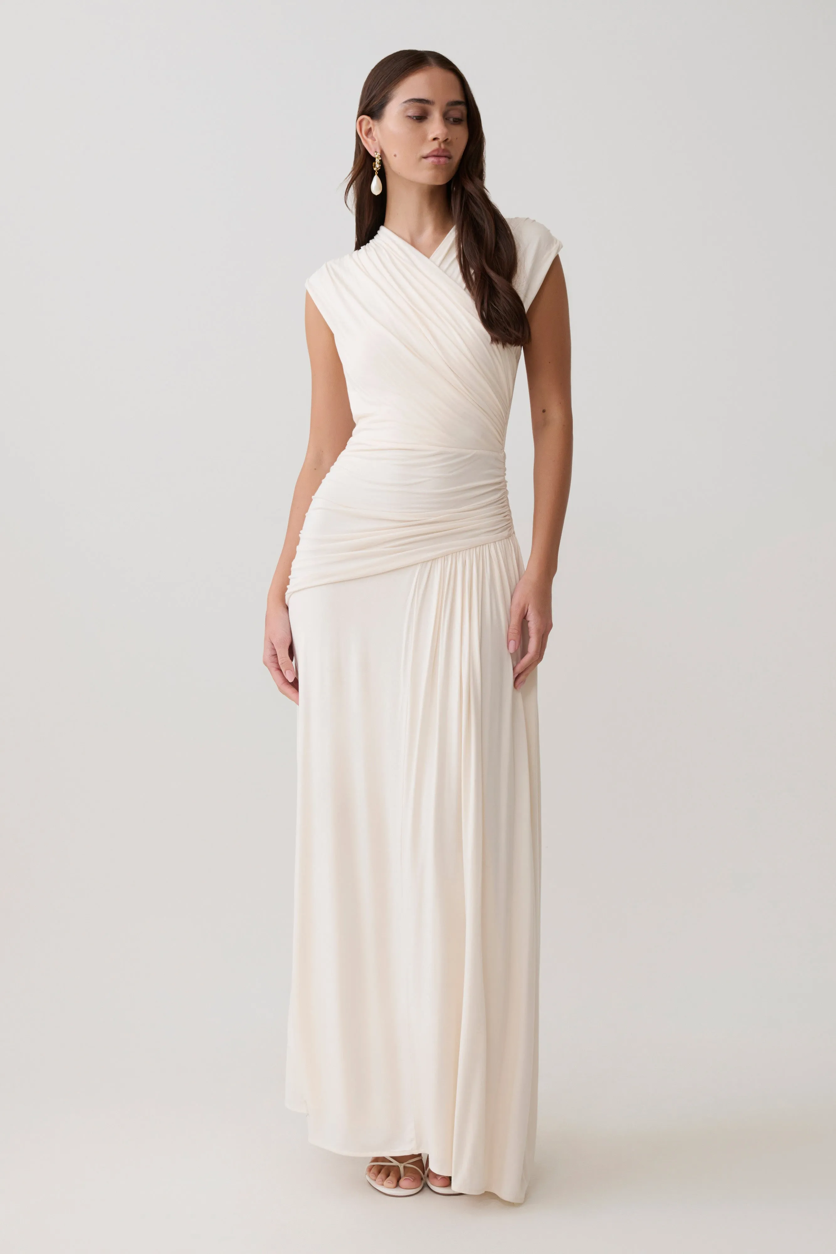Winslow Cross Over Modal Maxi Dress - Ivory sold by Meshki product image thumbnail 5