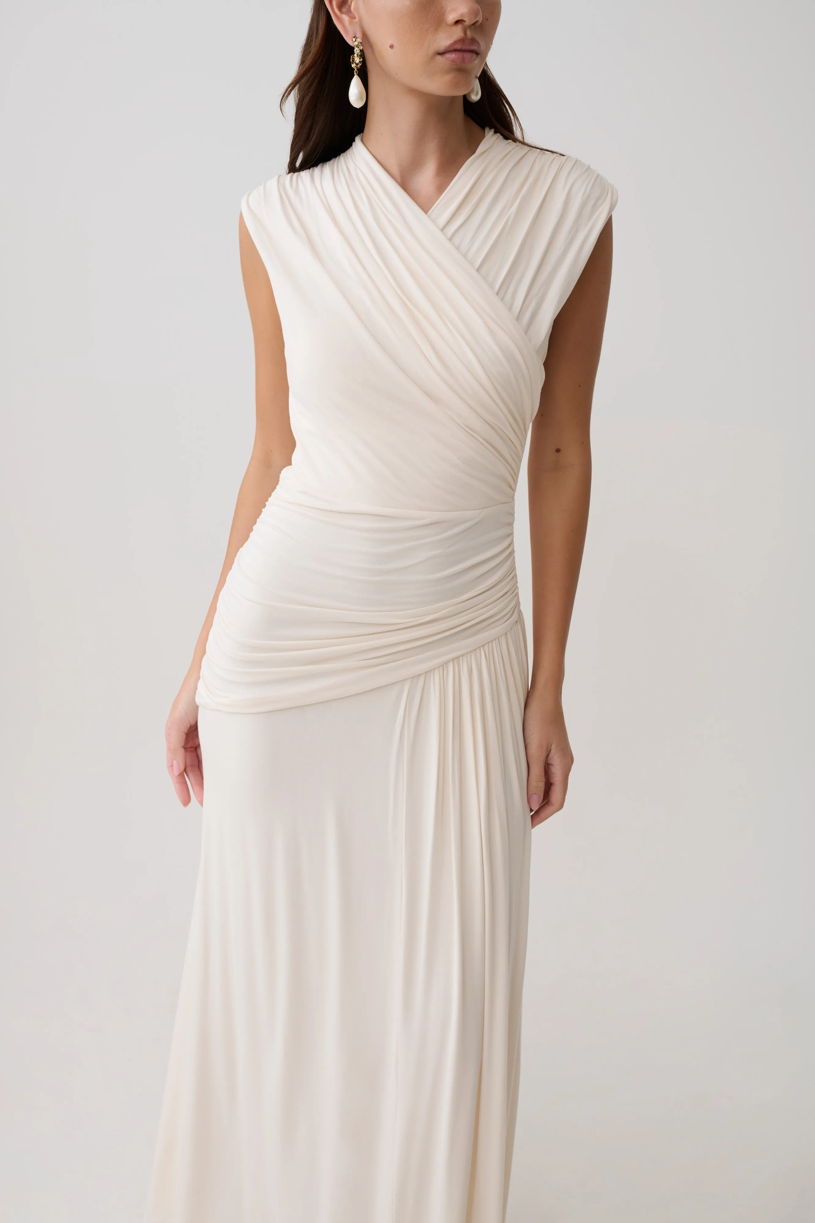 Winslow Cross Over Modal Maxi Dress - Ivory sold by Meshki product image thumbnail 3