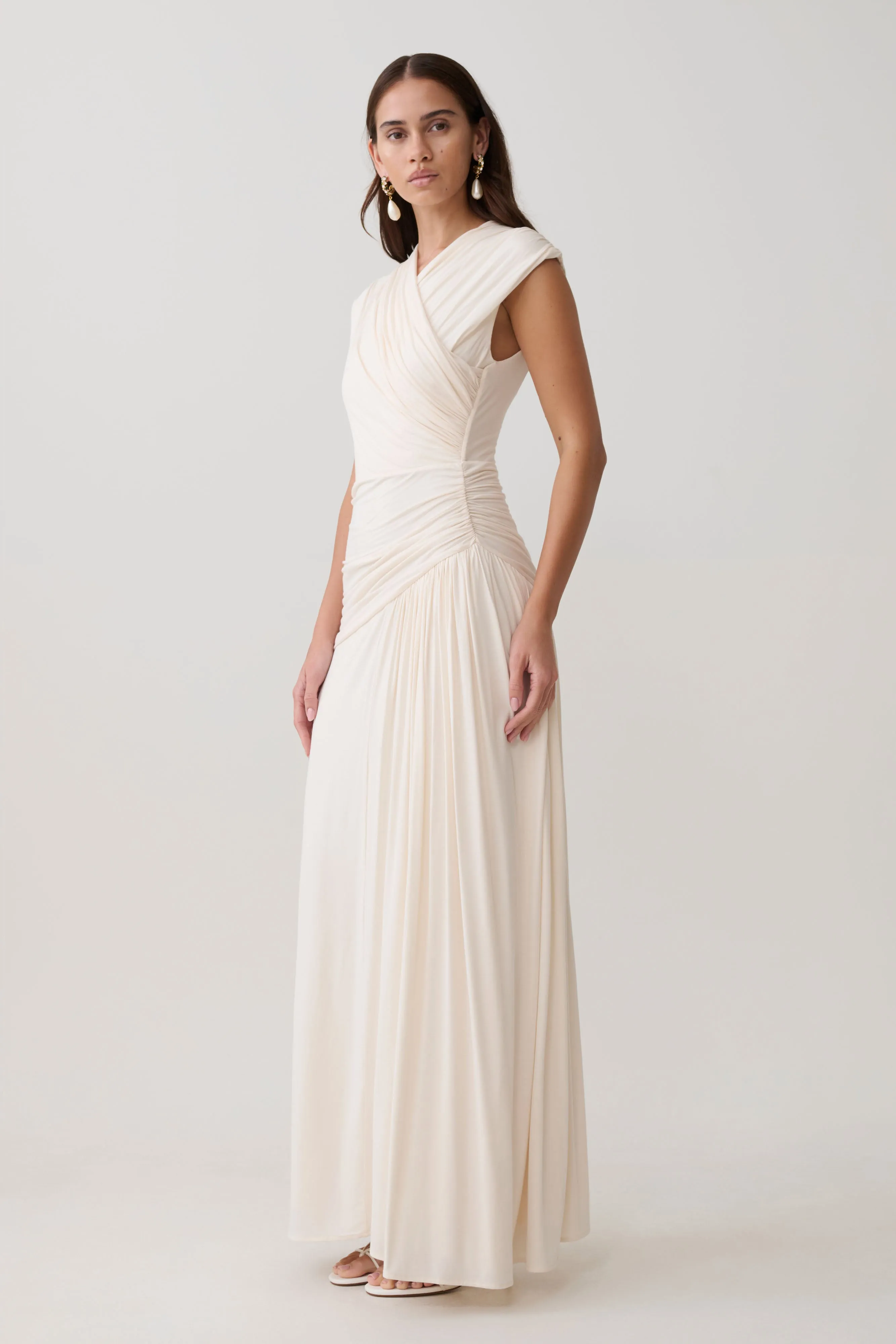 Winslow Cross Over Modal Maxi Dress - Ivory sold by Meshki product image thumbnail 4