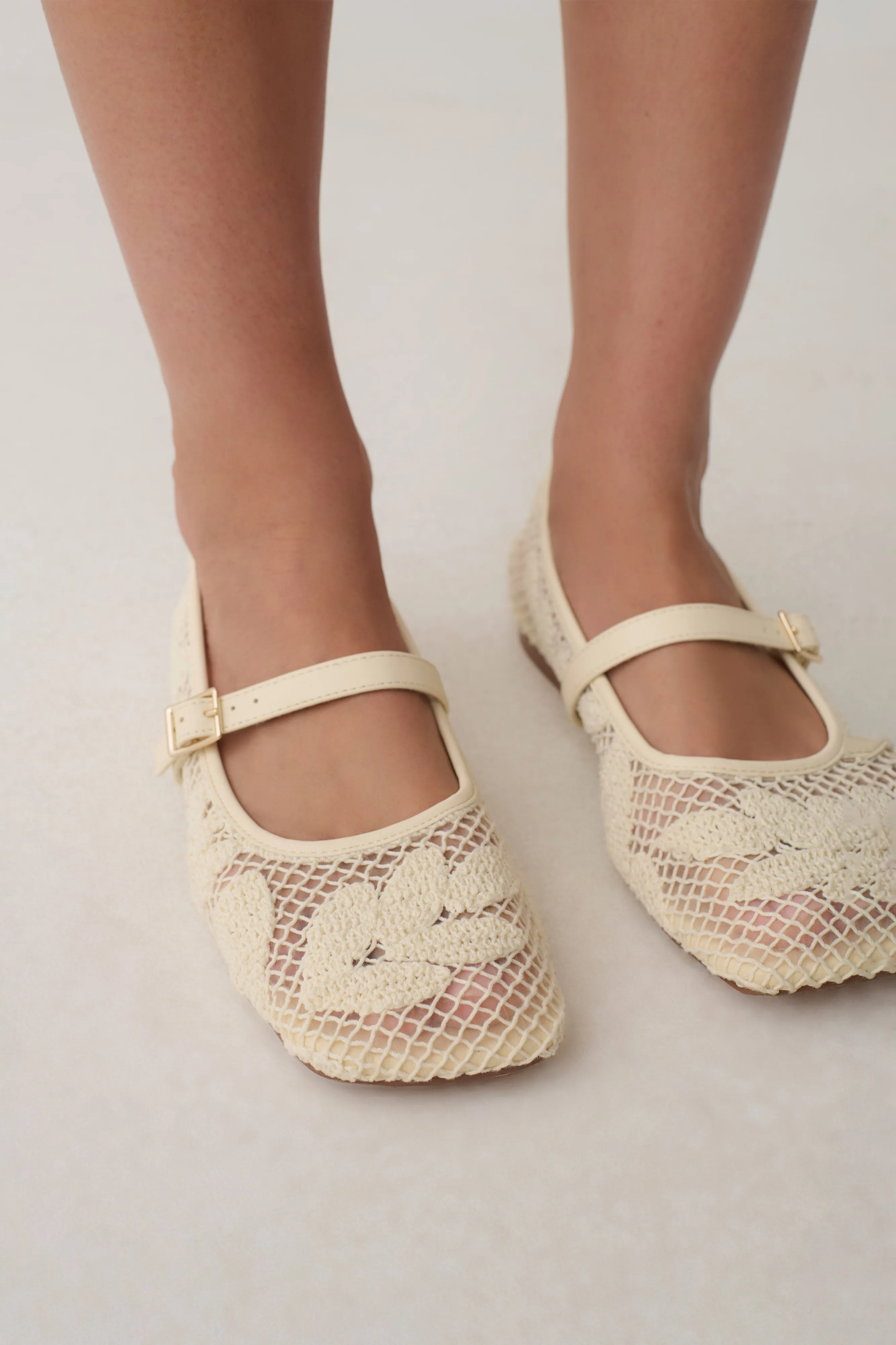 Brighton Lace Applique Flats - Ivory sold by Meshki product image thumbnail 3