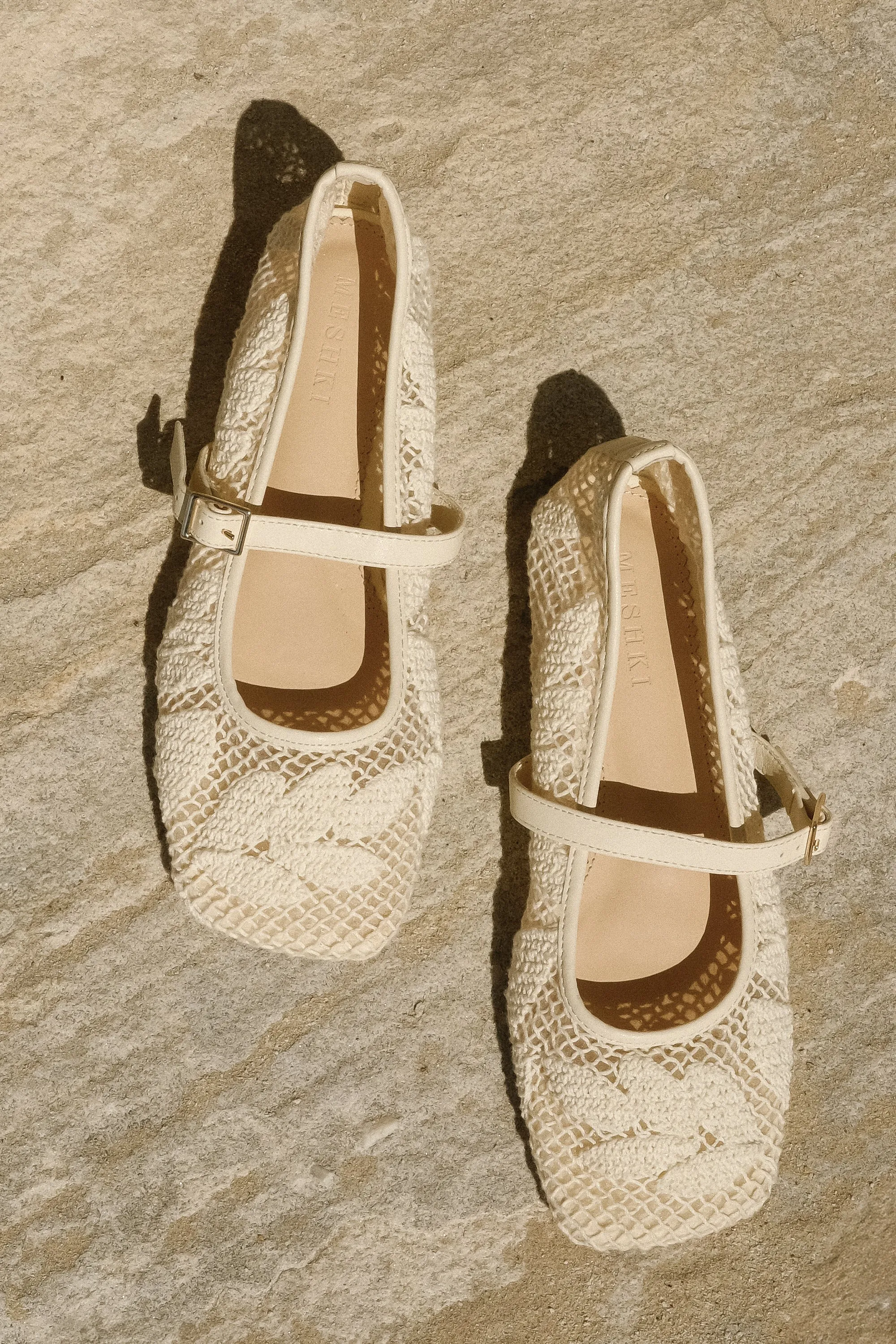 Brighton Lace Applique Flats - Ivory sold by Meshki