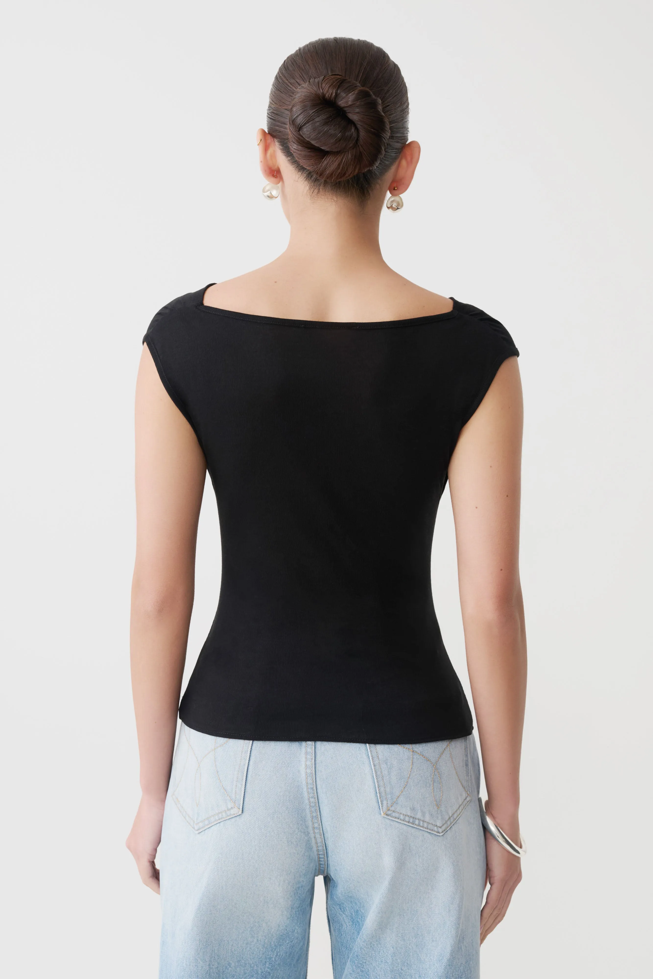 Ciaran Sleeveless Sheer Top - Black sold by Meshki product image thumbnail 2