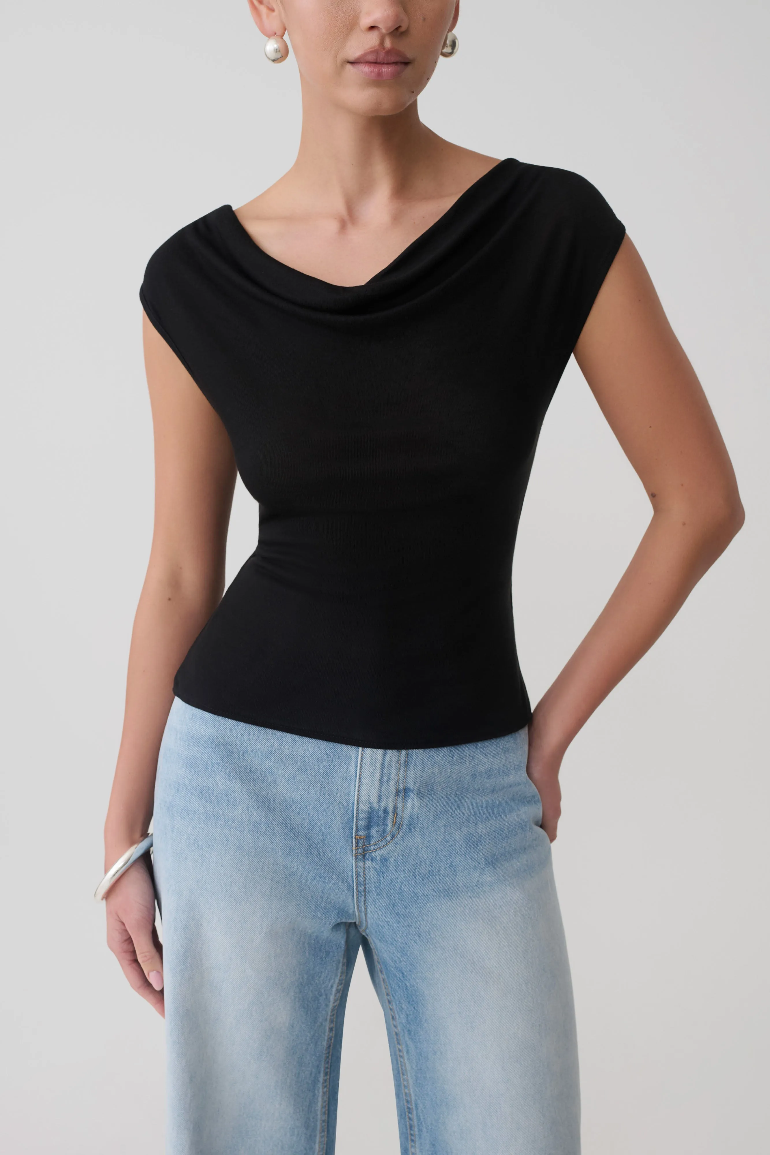 Ciaran Sleeveless Sheer Top - Black sold by Meshki product image thumbnail 3