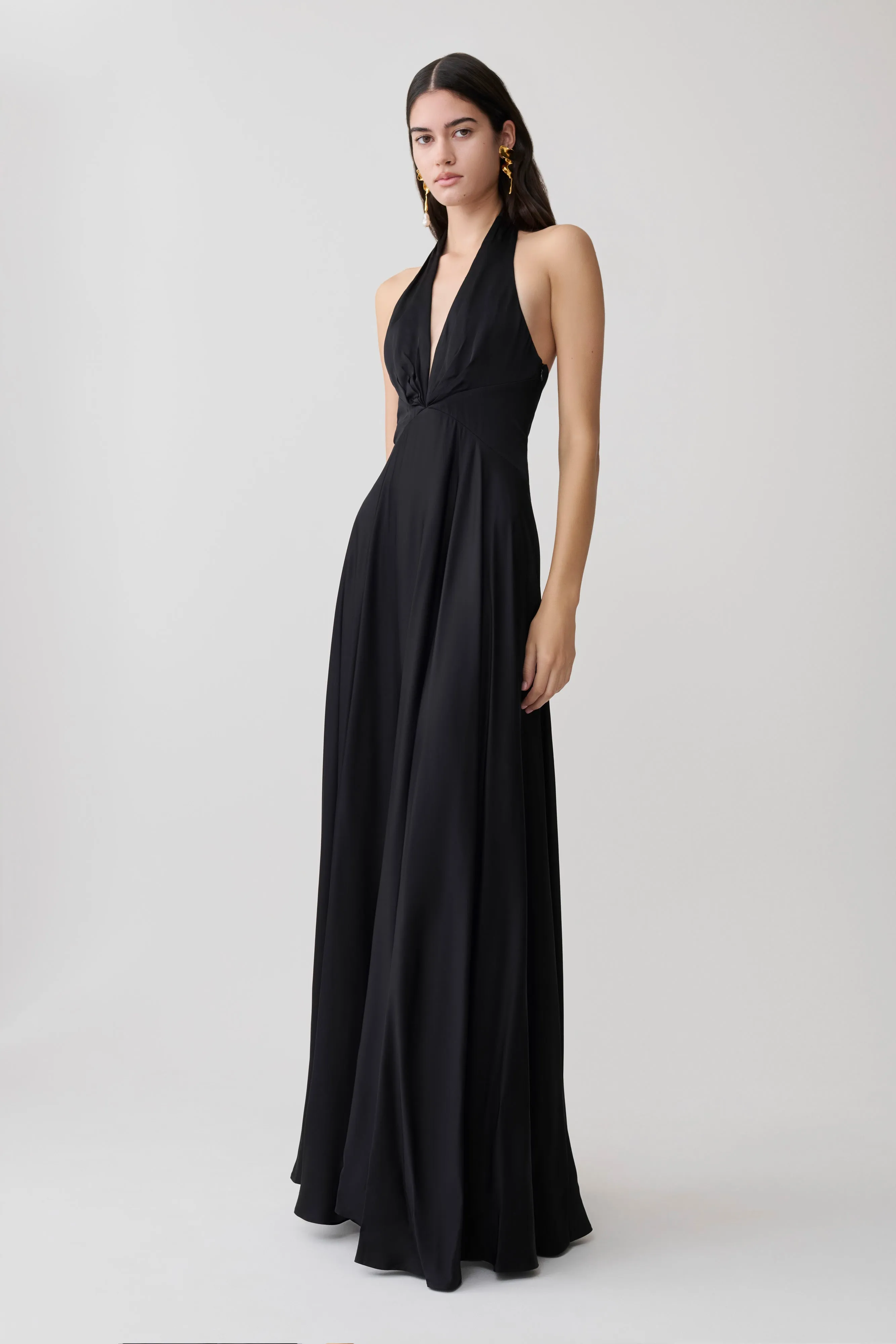 Rebecca Halter Buttoned Maxi Dress - Black sold by Meshki product image thumbnail 4