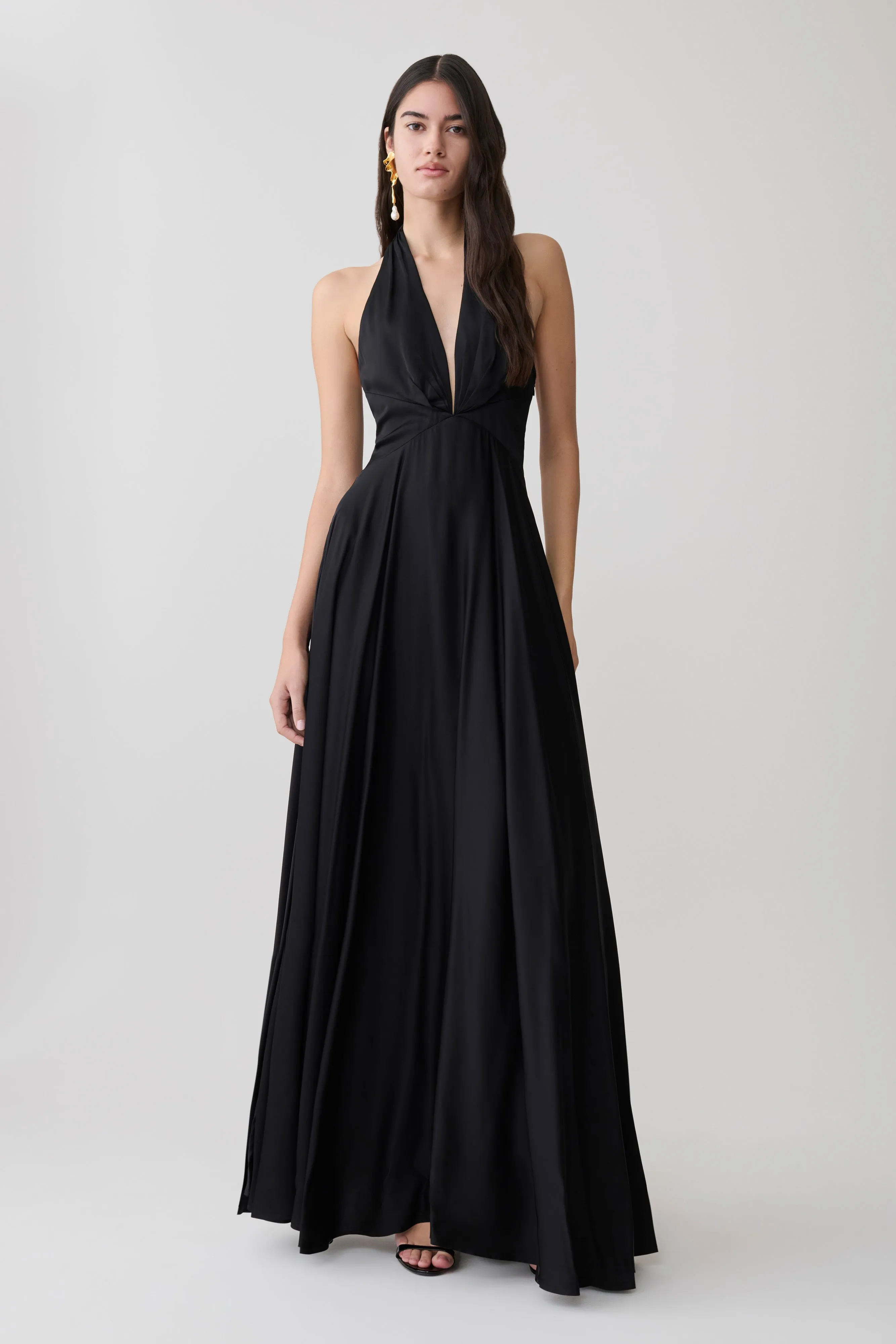 Rebecca Halter Buttoned Maxi Dress - Black sold by Meshki product image thumbnail 5