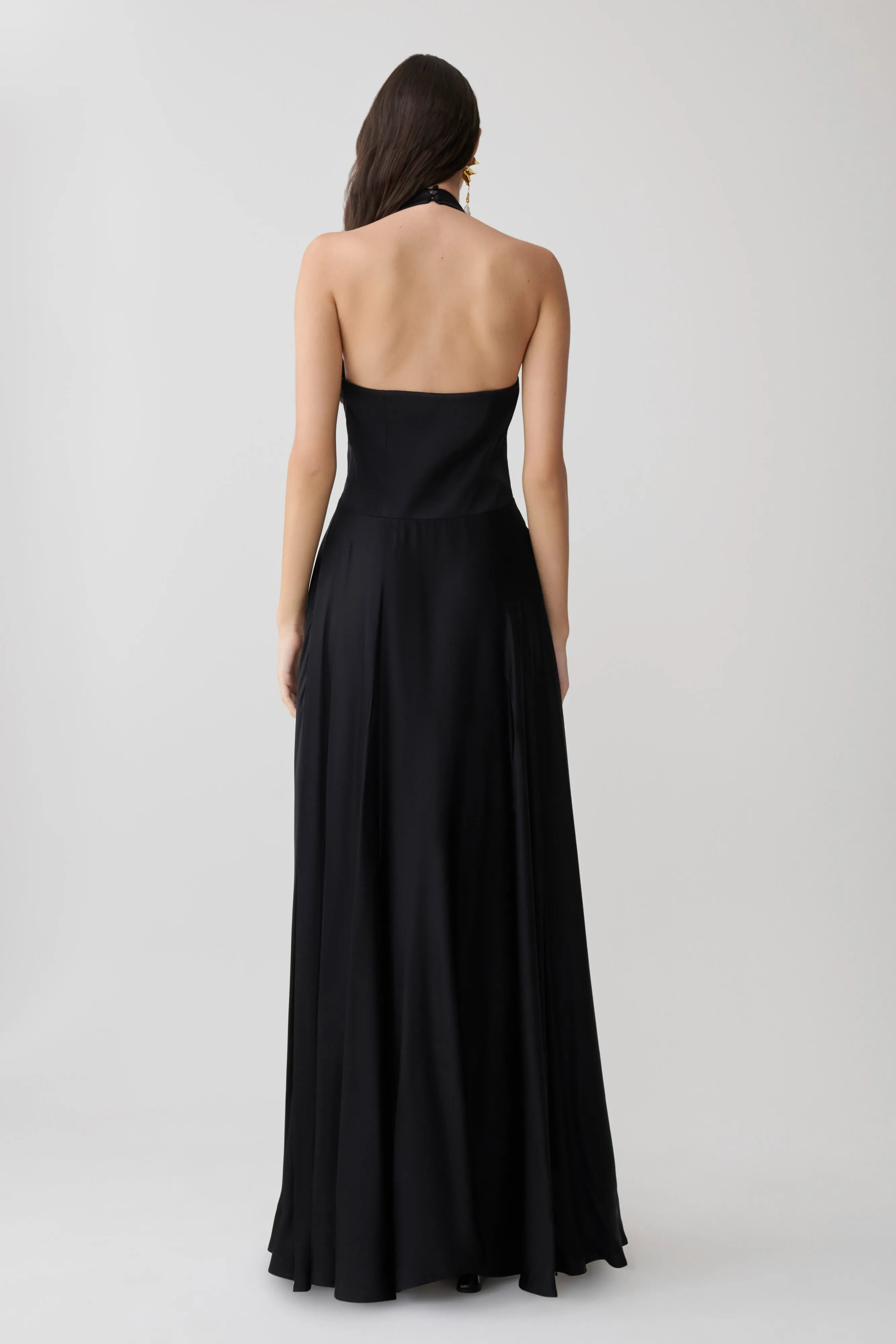 Rebecca Halter Buttoned Maxi Dress - Black sold by Meshki product image thumbnail 2